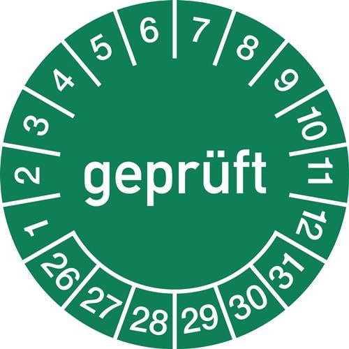 Mehrjahresprüfplakette D.15mm gepr.2026-2031 Folie Btl.a 100 St.
