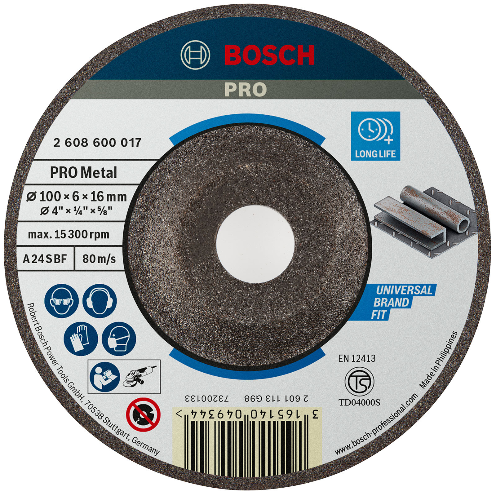 Bosch PRO Metal Schleifscheibe 100 x 6 x 16 mm - 2608600017