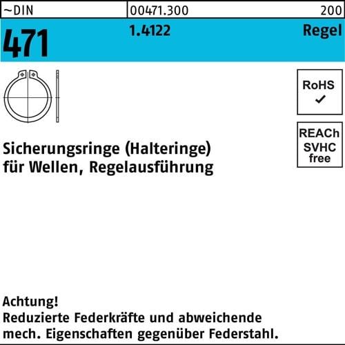 Sicherungsring DIN 471 47x 1,75 1.4122 Regelausf. 10 Stück