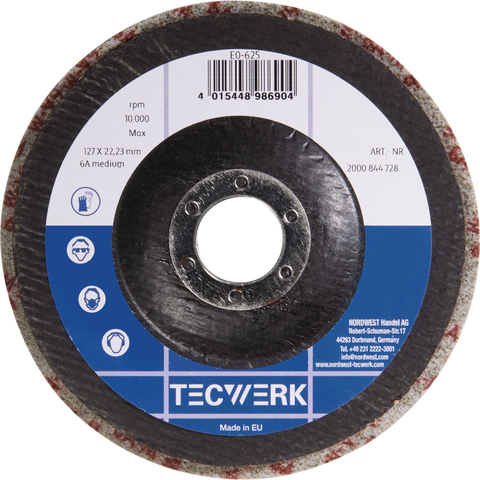 Vlies-Kompaktscheibe BUF017 D.125mm Bohr.22,23mm m.Fiberglasrücken anth.TW