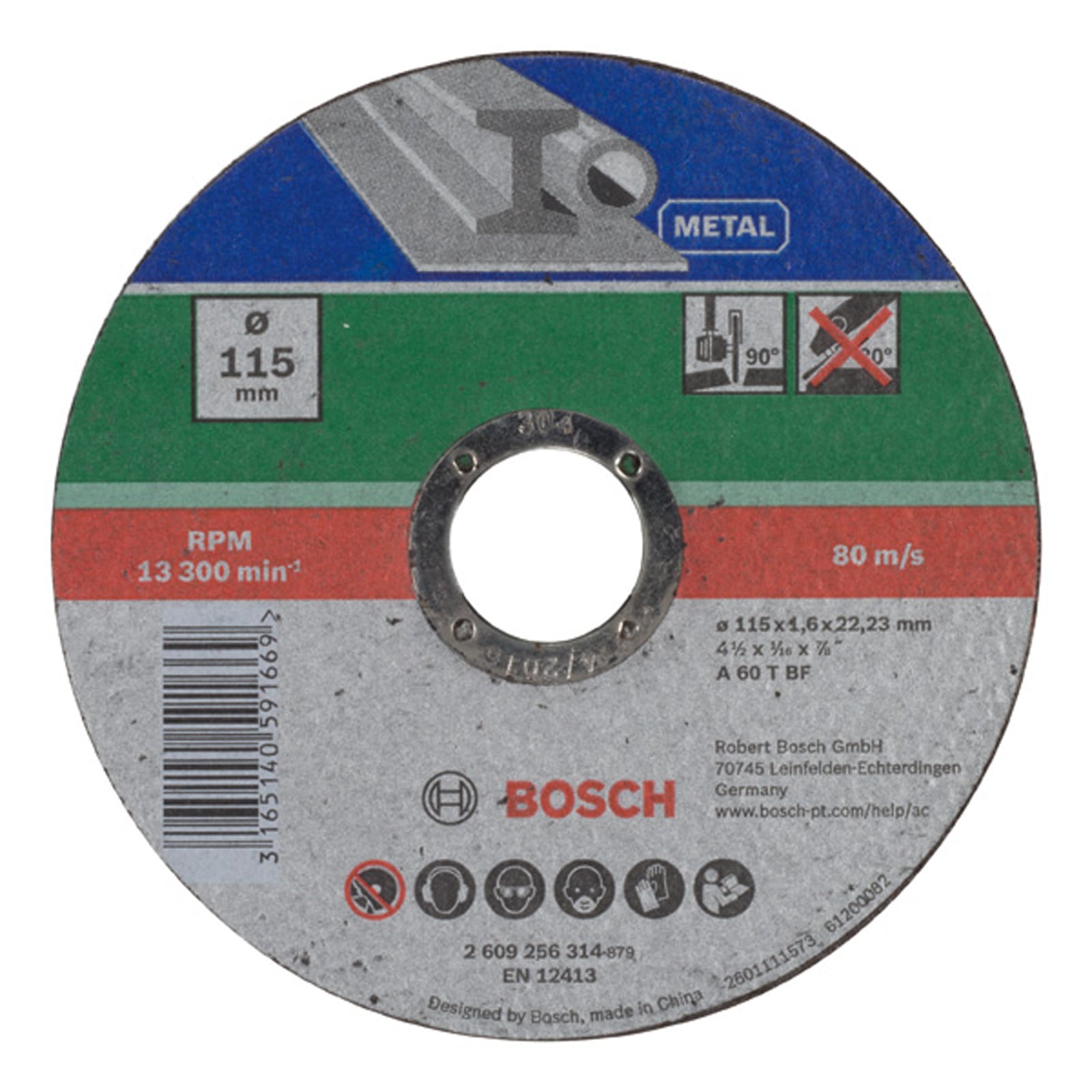 Bosch Trennscheibe gerade Metall D= 115 mm Dicke= 1,6 mm - 2609256314