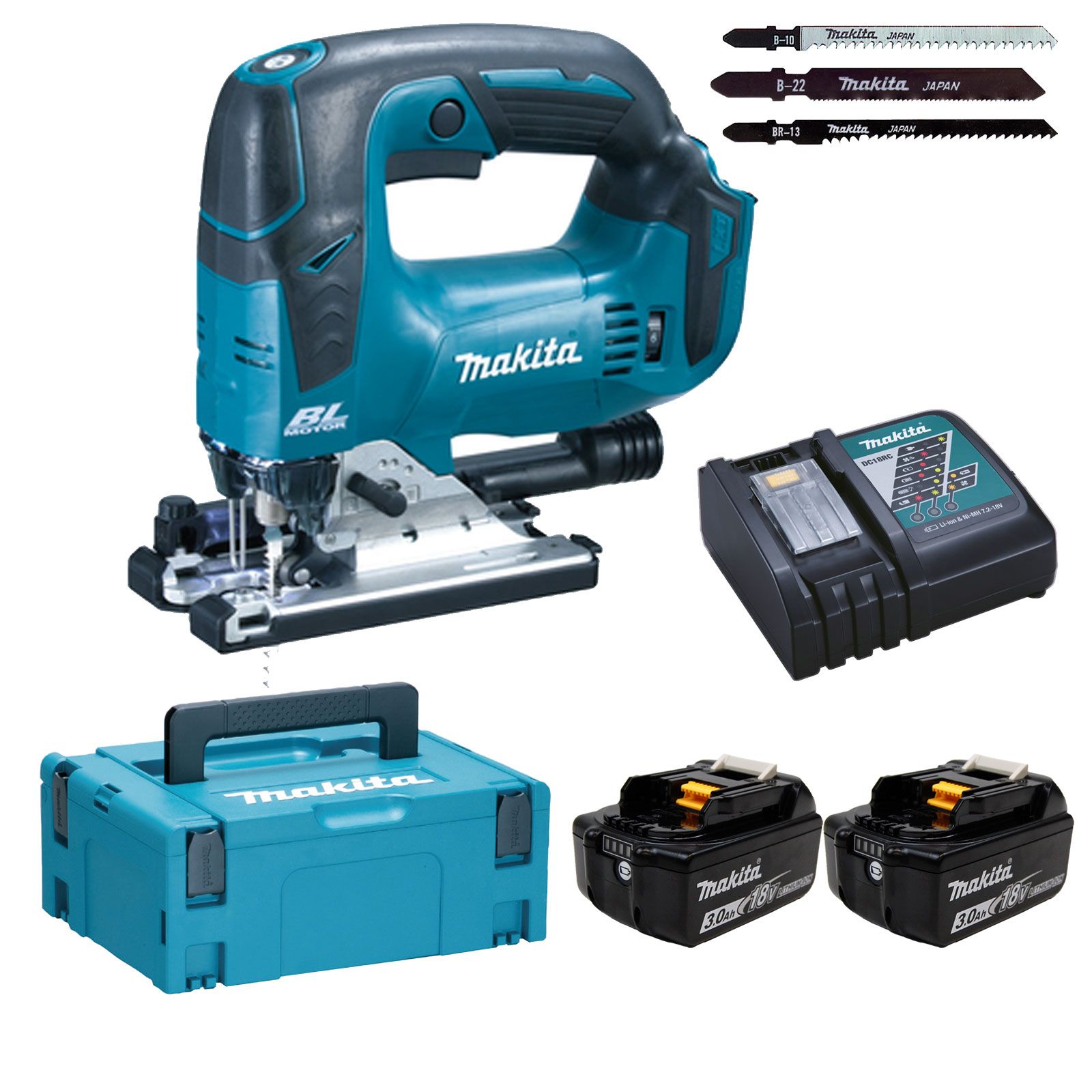 Makita DJV182RFJ Akku-Pendelstichsäge 18 V / 2x 3,0 Ah Akku + Ladegerät im Makpac