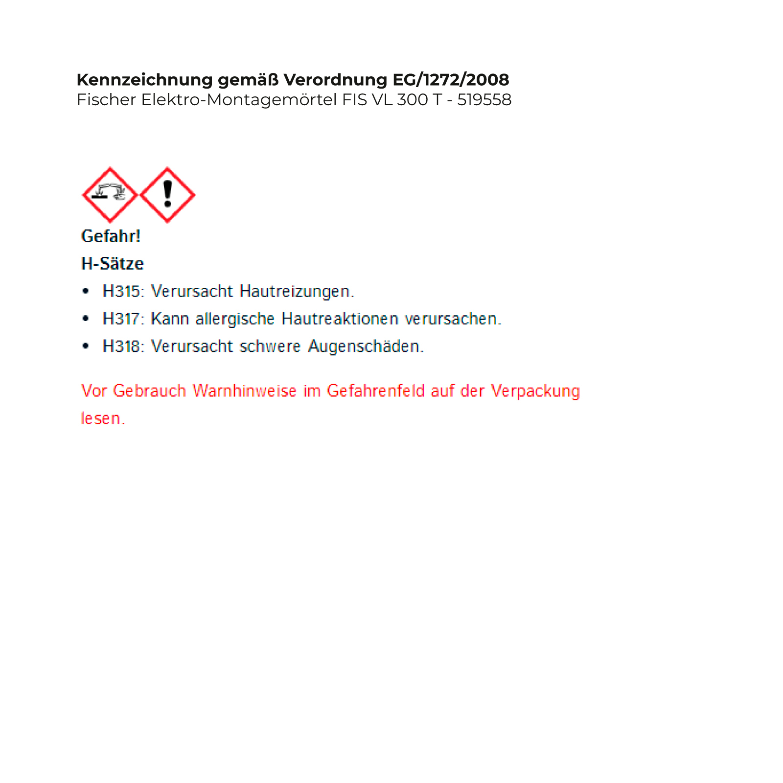 Fischer Elektro-Montagemörtel FIS VL 300 T - 519558