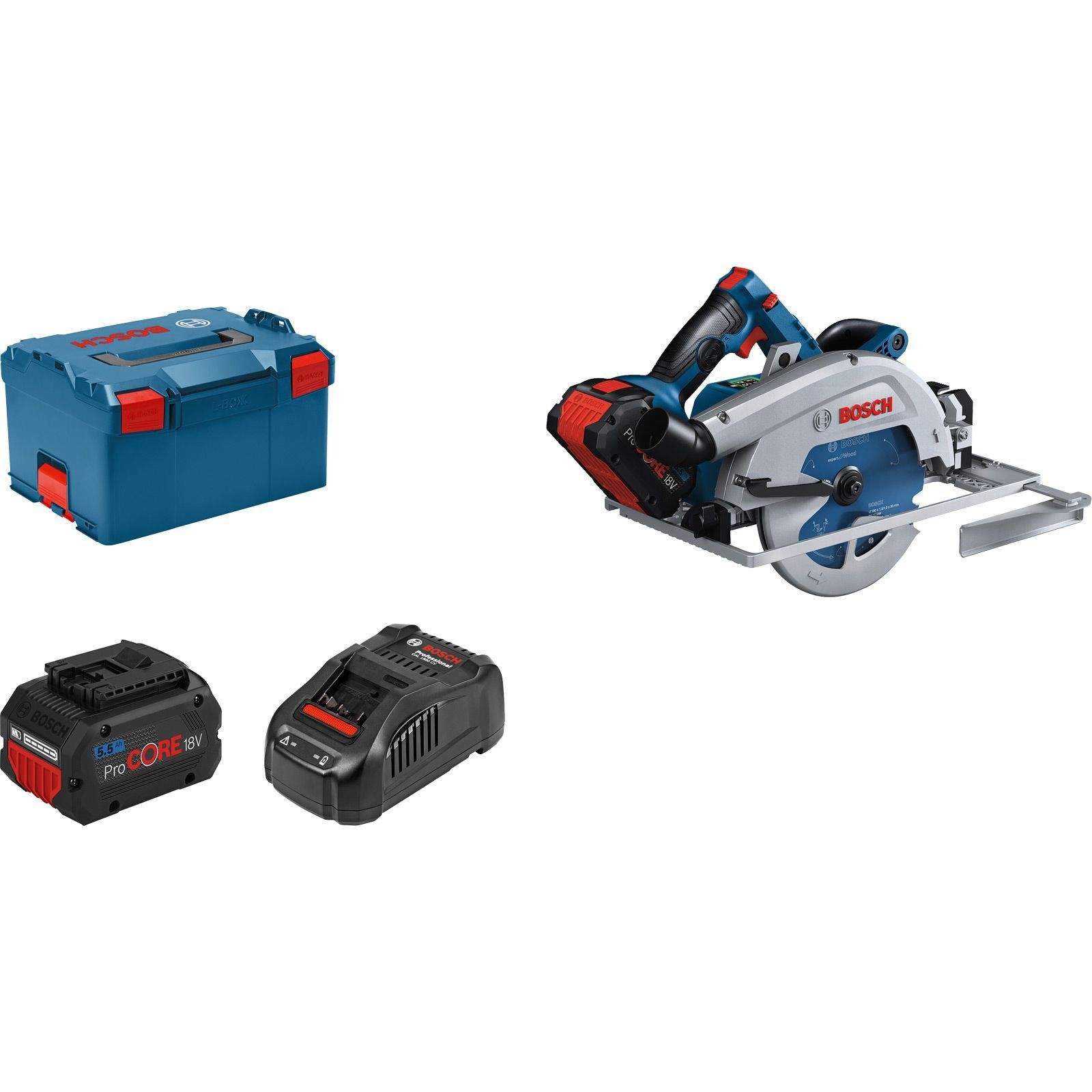 Bosch Akku-Kreissäge GKS 18V-68 GC BITURBO Ø 190 mm / 2x 5,5 Ah ProCORE18V Akku + Ladegerät in L-Boxx - 06016B5130