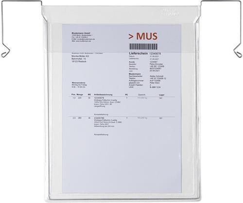 Drahtbügeltasche Maße 330x247mm A4 S.180µ hoch m.Klappe PVC-Weichfolie TRANSPAK