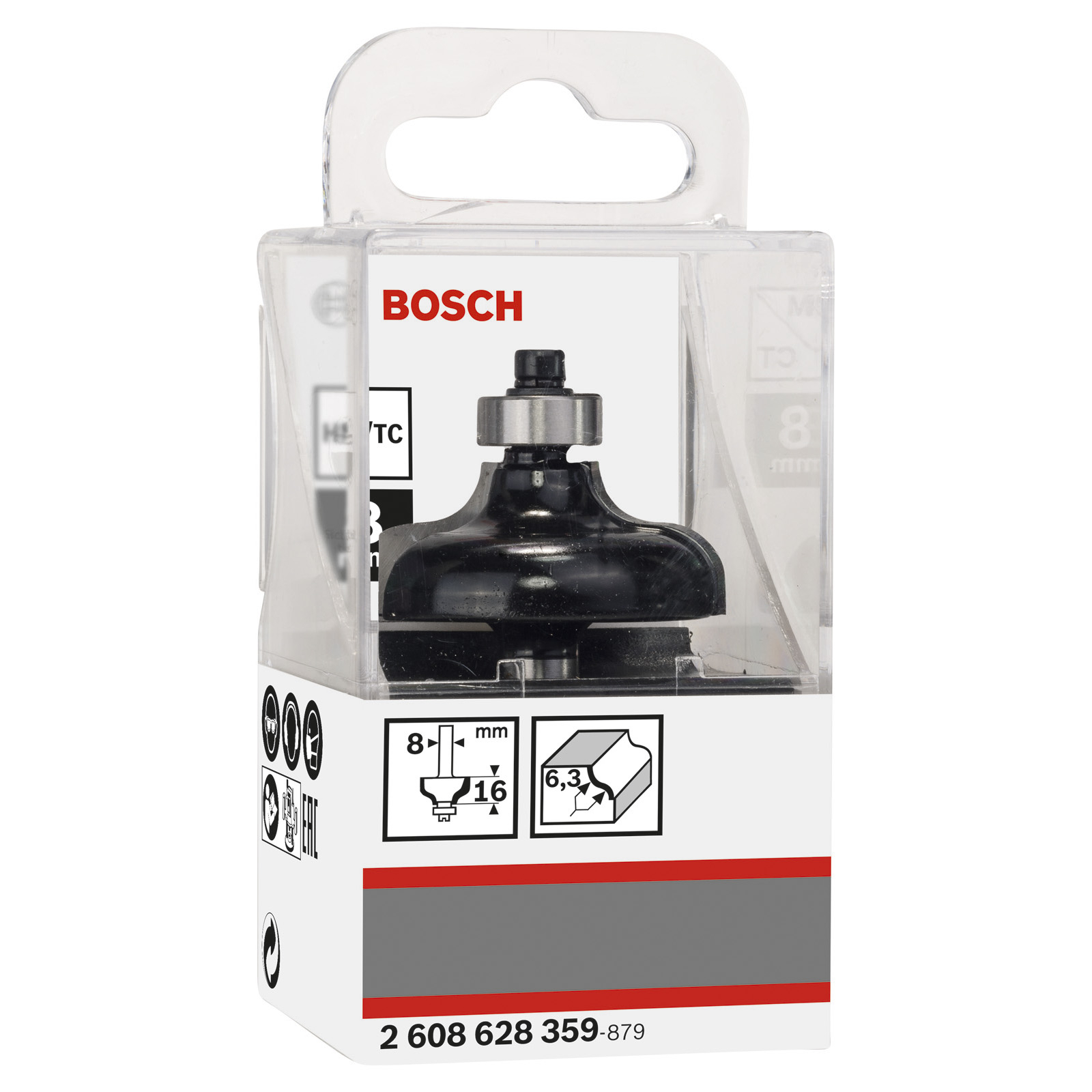 Bosch Profilfräser G 8 mm R1 6,35 mm D 38 mm L 15,7 mm G 57 mm - 2608628359