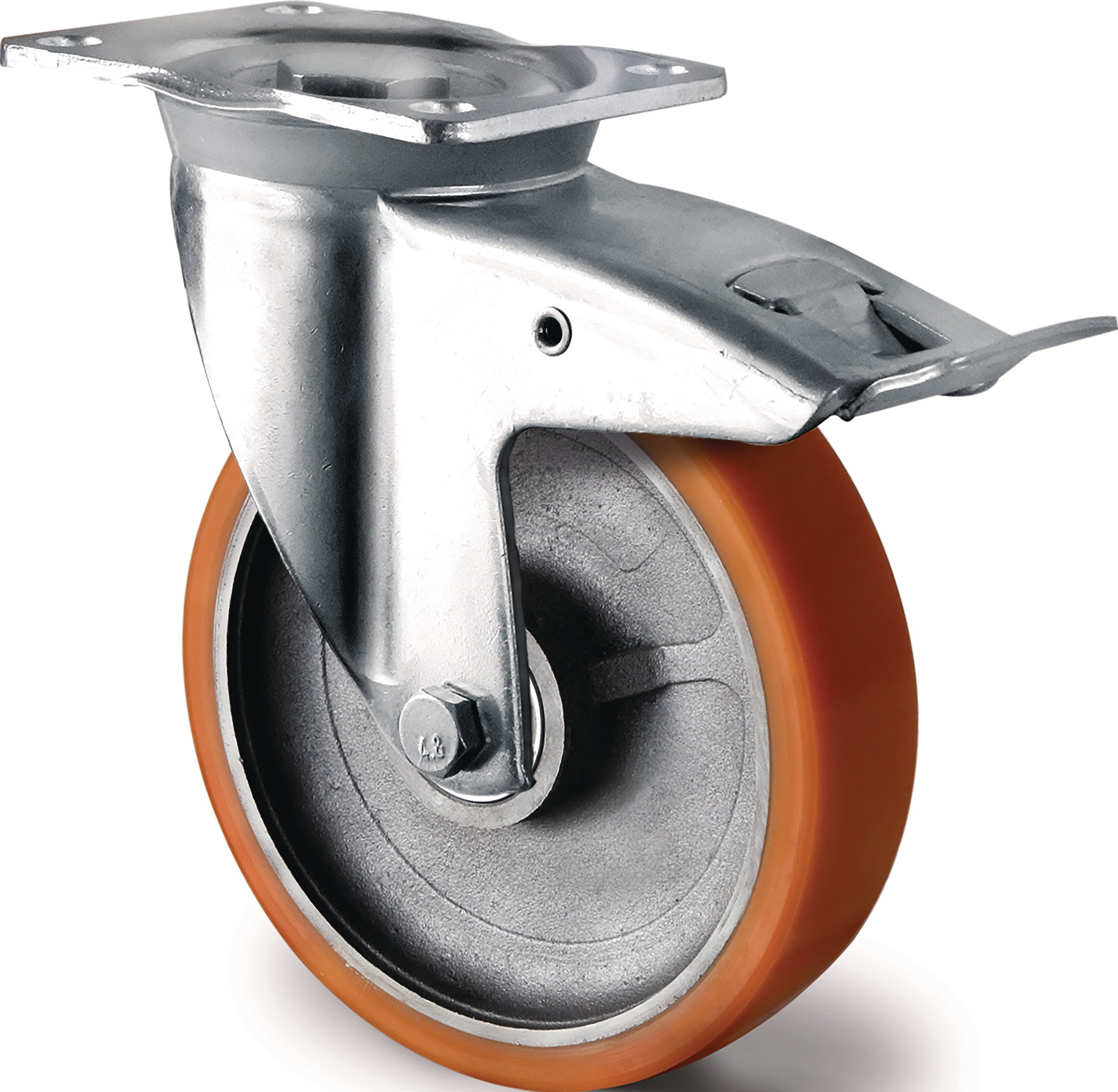 Schwerlastlenkrolle D.125mm Trgf.700kg Totalfesteller Guß-PU