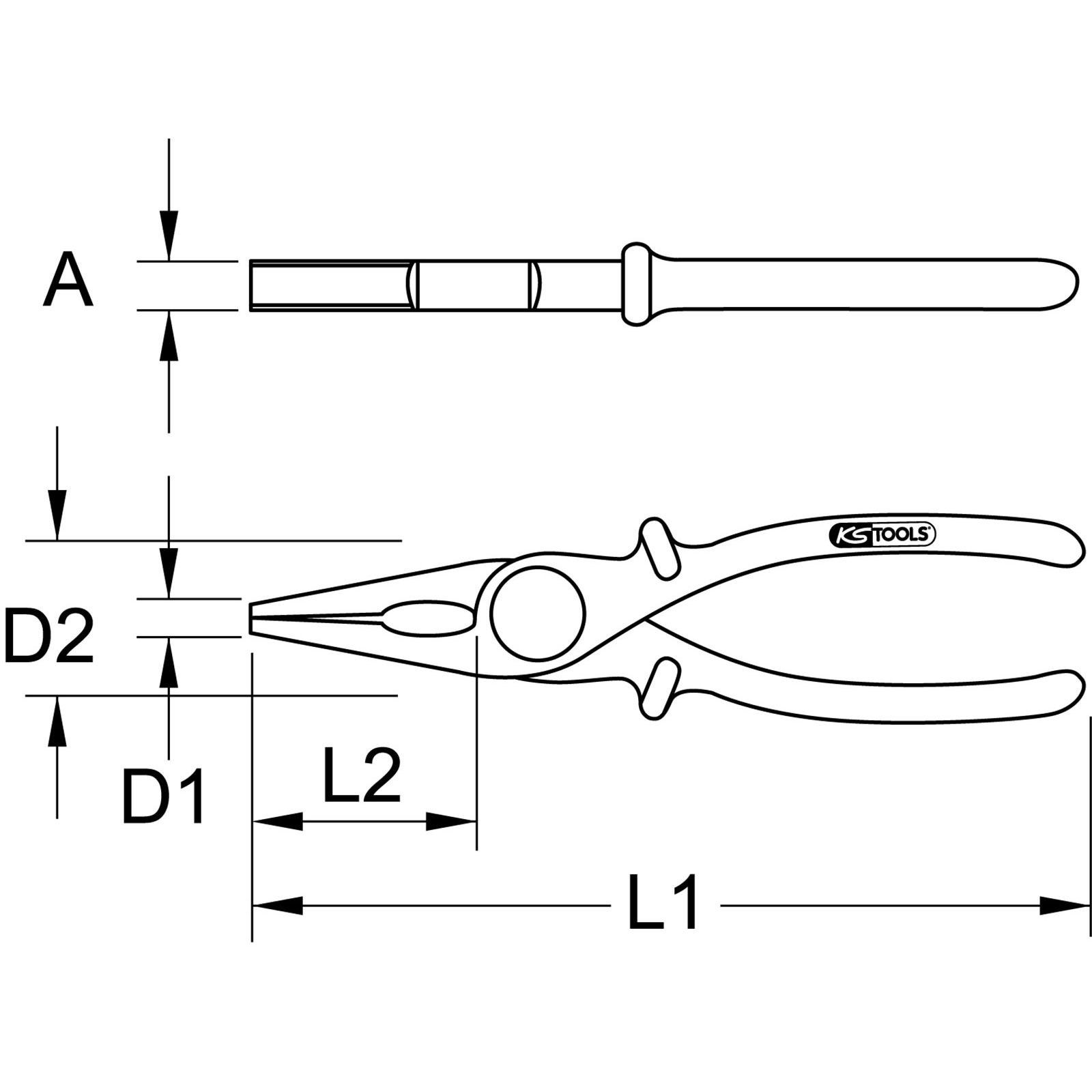 KS TOOLS Kunststoff-Flachzange mit Schutzisolierung 200 mm - 117.1640