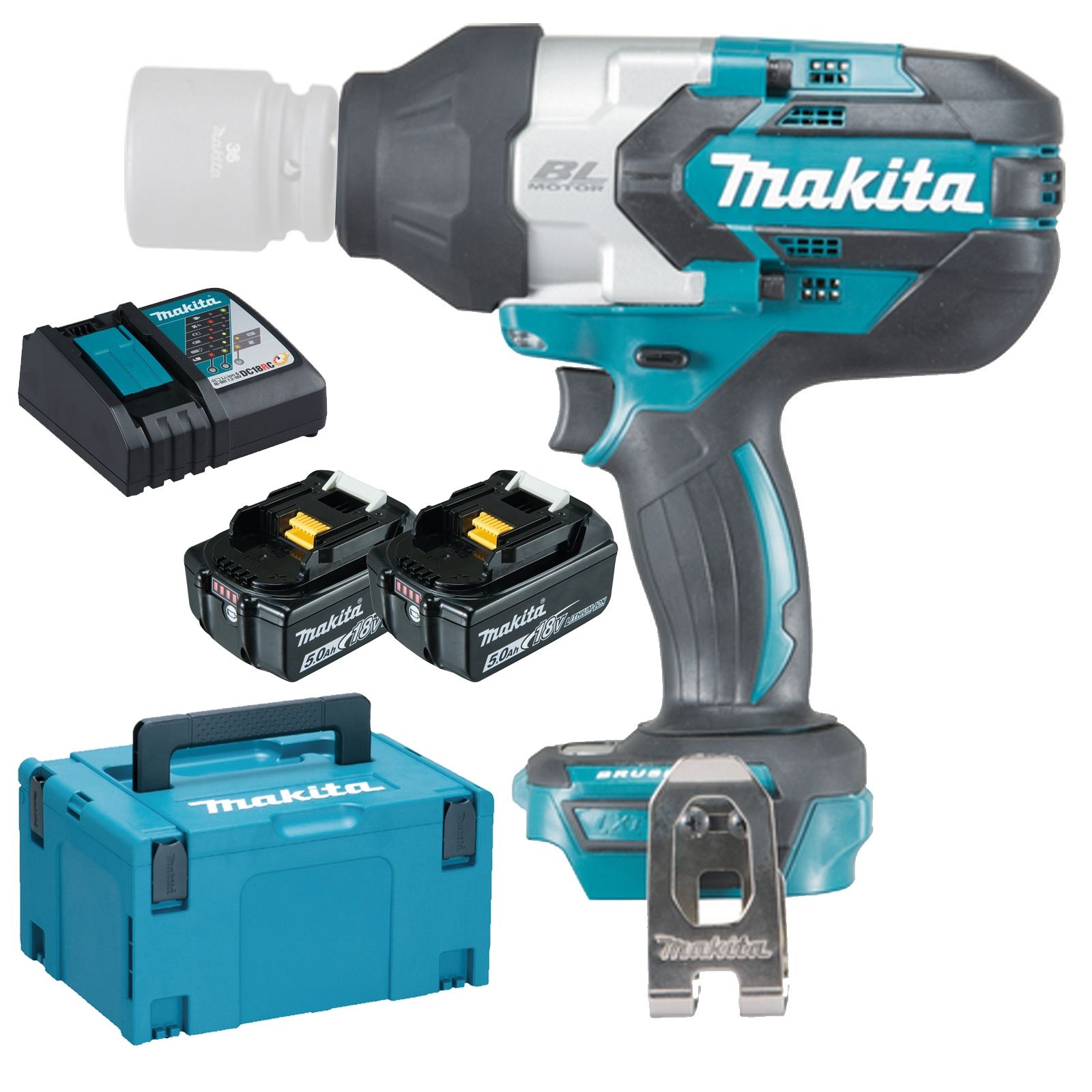 Makita DTW1001RTJ Akku-Schlagschrauber 18 V / 2x 5,0 Ah Akku + Ladegerät im Makpac - DTW1001