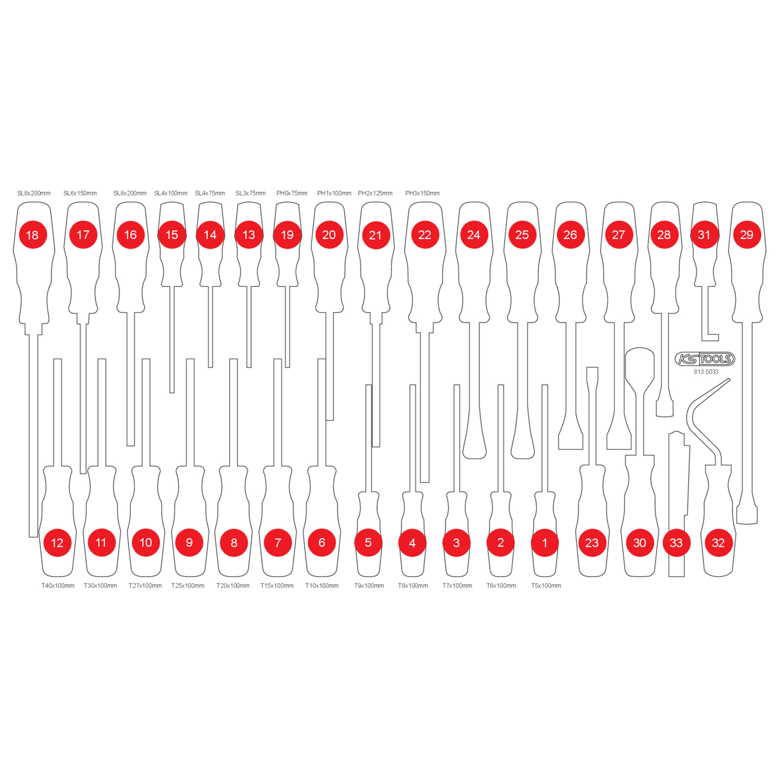 KS TOOLS leere Schaumstoffeinlage zu 813.0033 - 813.0033-97