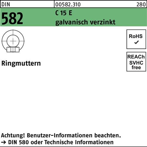 Ringmutter DIN 582 M8 C 15 E galv.verz. 25 Stück