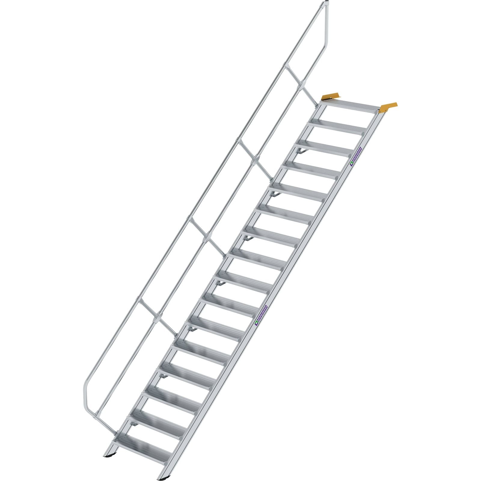 Günzburger Steigtechnik Treppe 45° Stufenbreite 800 mm 16 Stufen Aluminium geriffelt - 600276