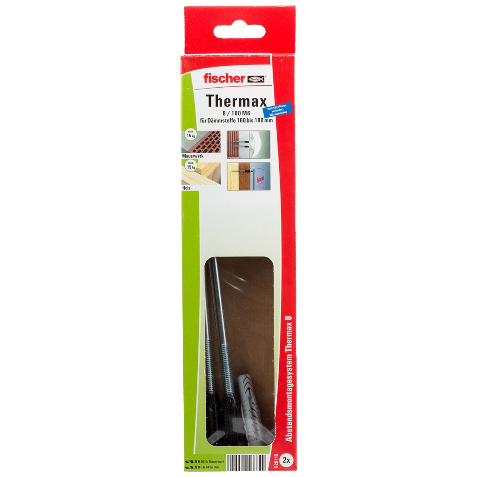 Fischer 2x Abstandsmontagesystem Thermax 8/180 M6 B - 520115