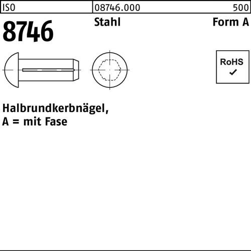 Halbrundkerbnagel ISO 8746 Fase 6x 20 Stahl 250 Stück
