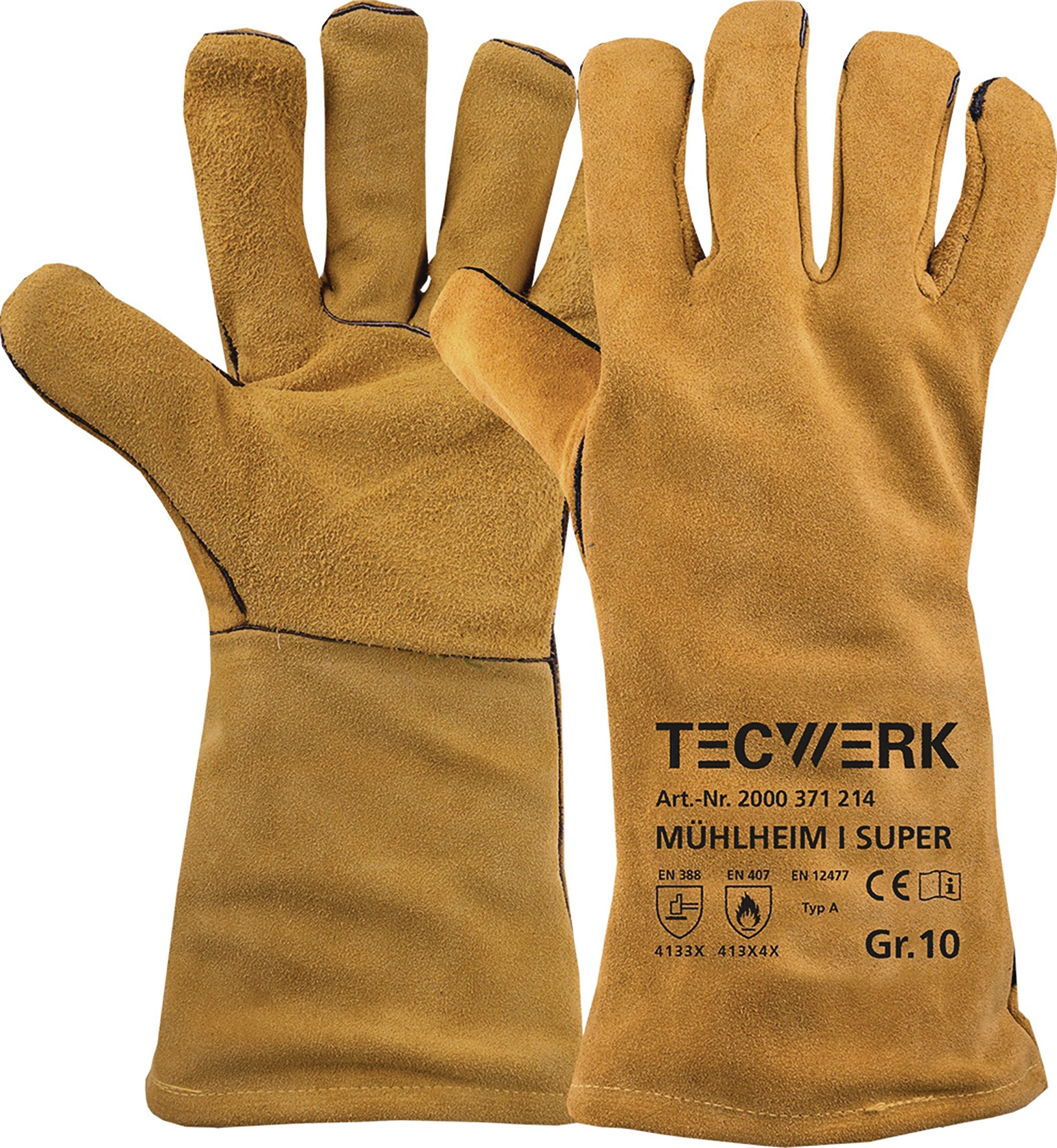 Schweißerhandschuhe Mühlheim I Super Gr.10 gelb EN 388/407/12477 6PA TW