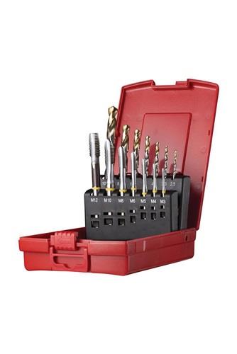 Maschinengewindebohrerset Nr.303 BN L114 M3-M12 14tlg.HSS-E PM Ku.-Kass.DORMER