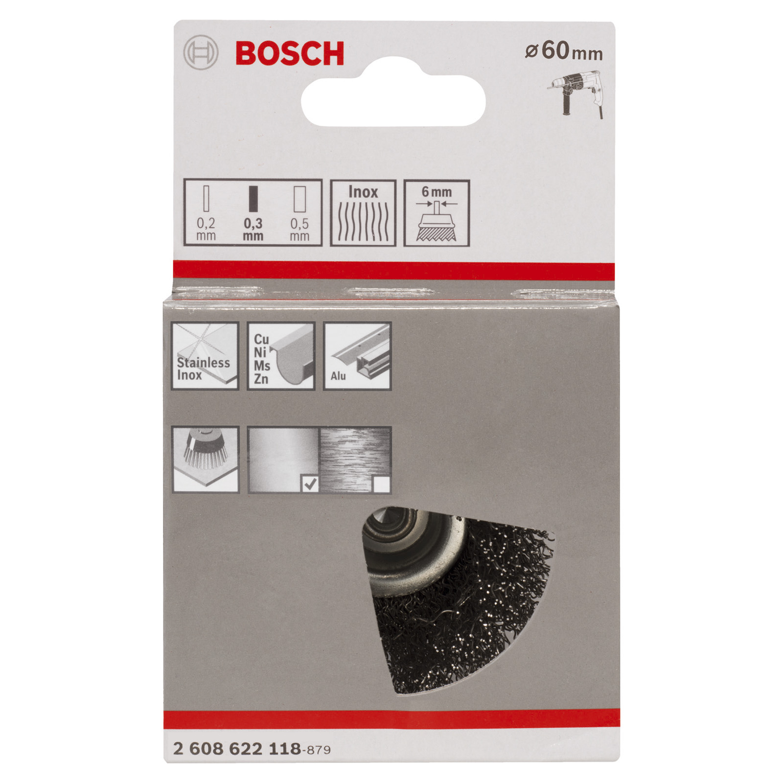 Bosch Topfbürste gewellter rostfreier Stahldraht 0,3 x 60 mm - 2608622118