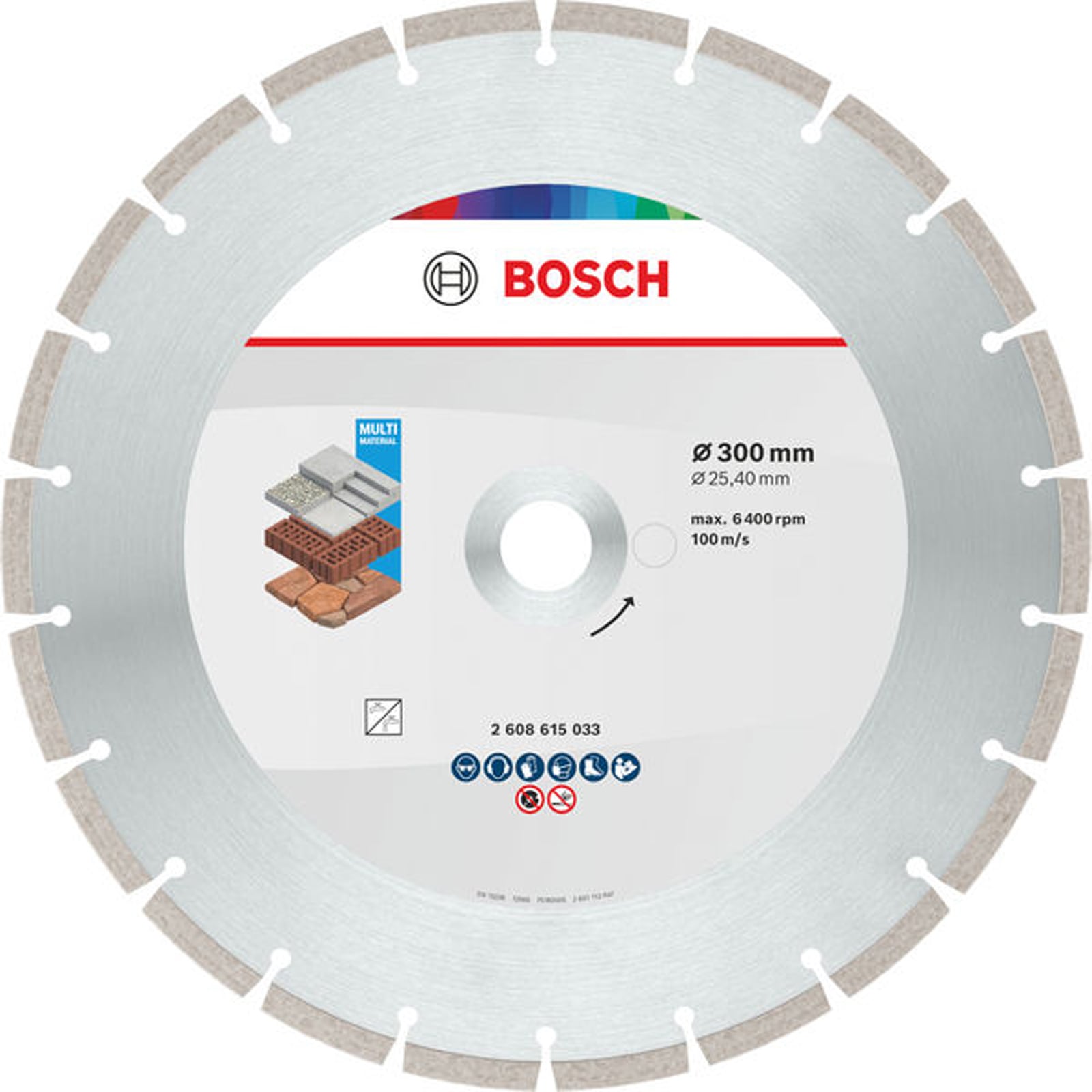 Bosch Multi Material Diamond Trennscheibe, 300 x 25.4 x 7 mm - 2608615033