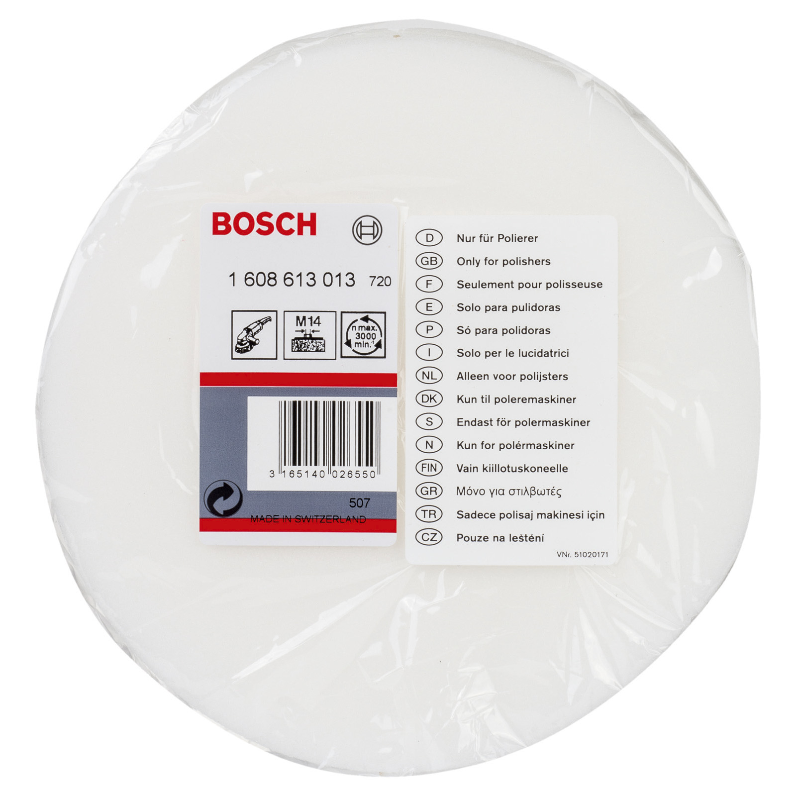 Bosch Polierschwamm mit Gewinde M 14 für Polierer 160 mm - 1608613013