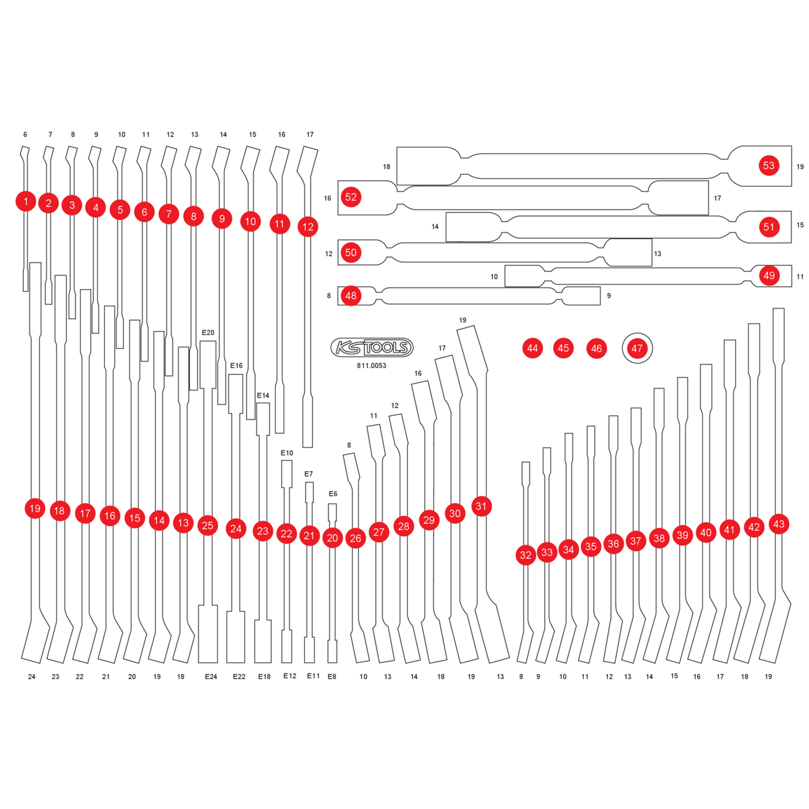 KS TOOLS leere Schaumstoffeinlage zu 811.0053 - 811.0053-97