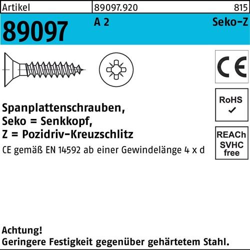 Spanplattenschraube R 89097 SEKO PZ VG 3,5x 25-Z A 2 1000 Stück