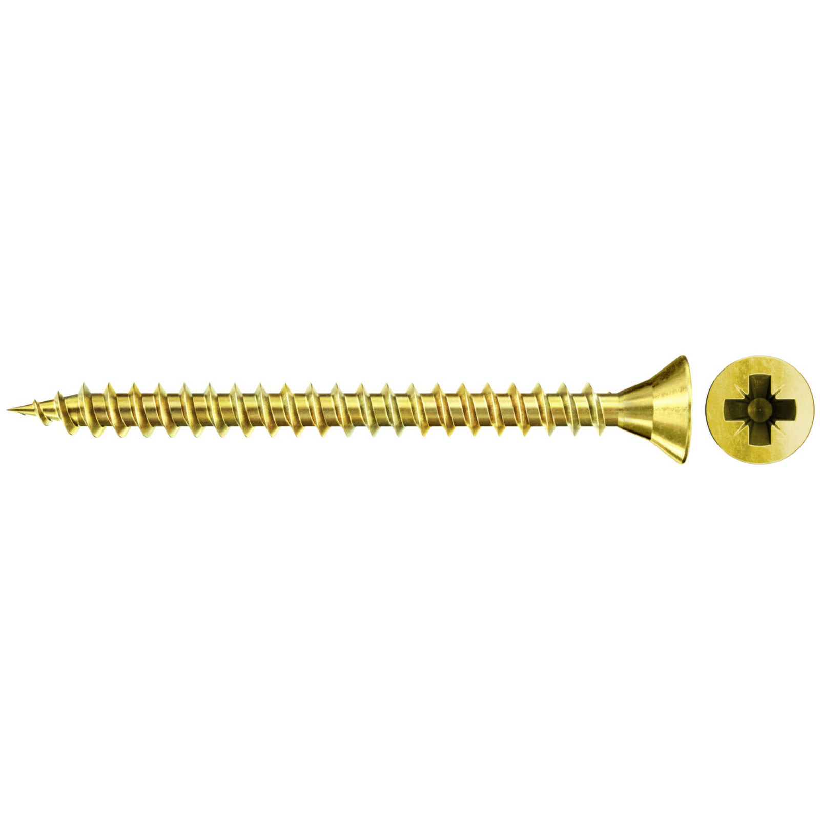 Fischer 200x Spanplattenschraube FSPII 6 x 50 mm Senkkopf gelbverzinkt Vollgewinde Kreuzschlitz PZ - 551270