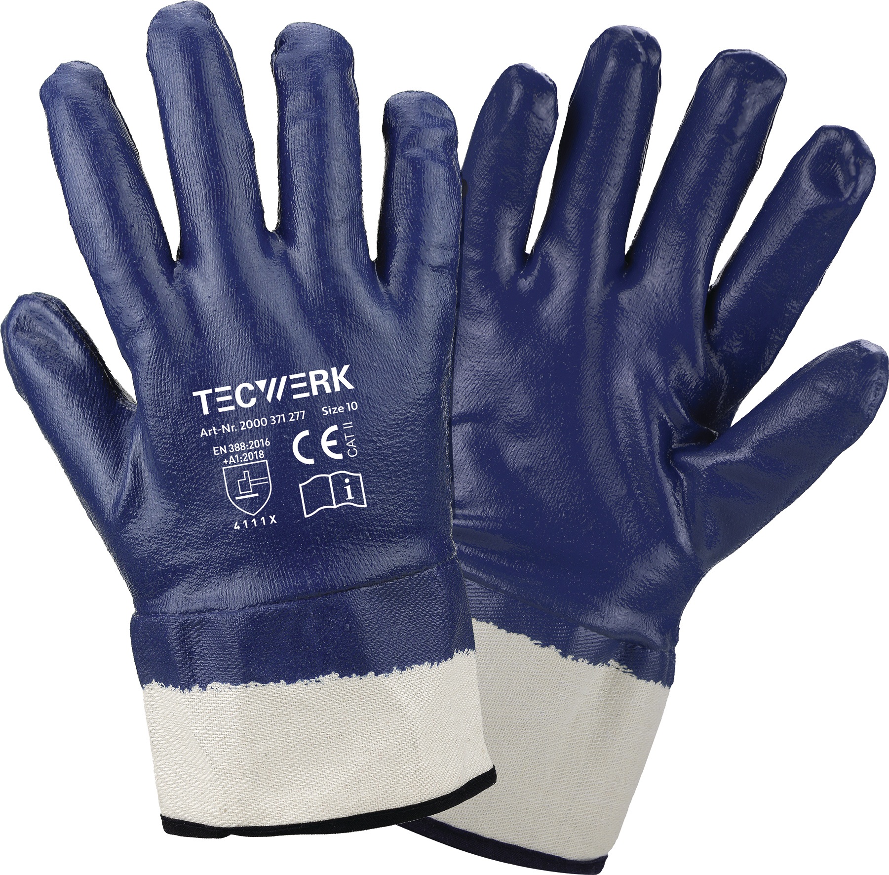 Handschuhe Neckar Gr.10 blau Nitrilvollbeschichtung EN 388 PSA II TECWERK