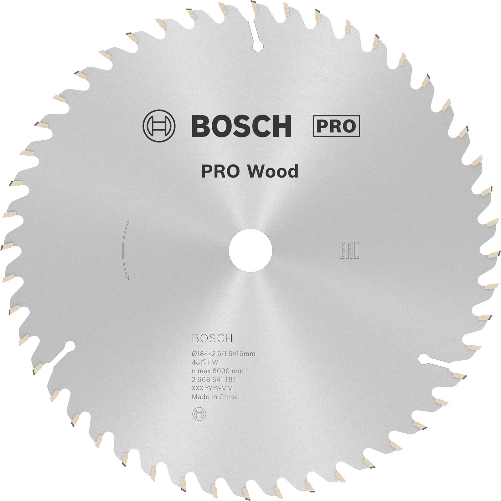 Bosch PRO Wood Kreissägeblatt 184 x 2,6 x 16 mm - 2608641181