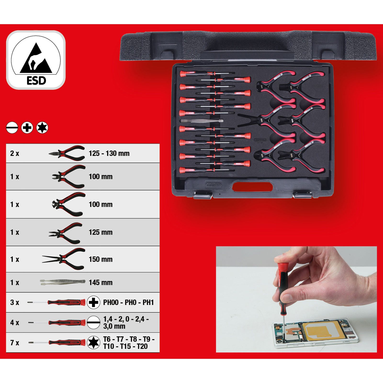 KS TOOLS Feinmechanik-Werkzeug-Satz 21tlg. - 500.7190