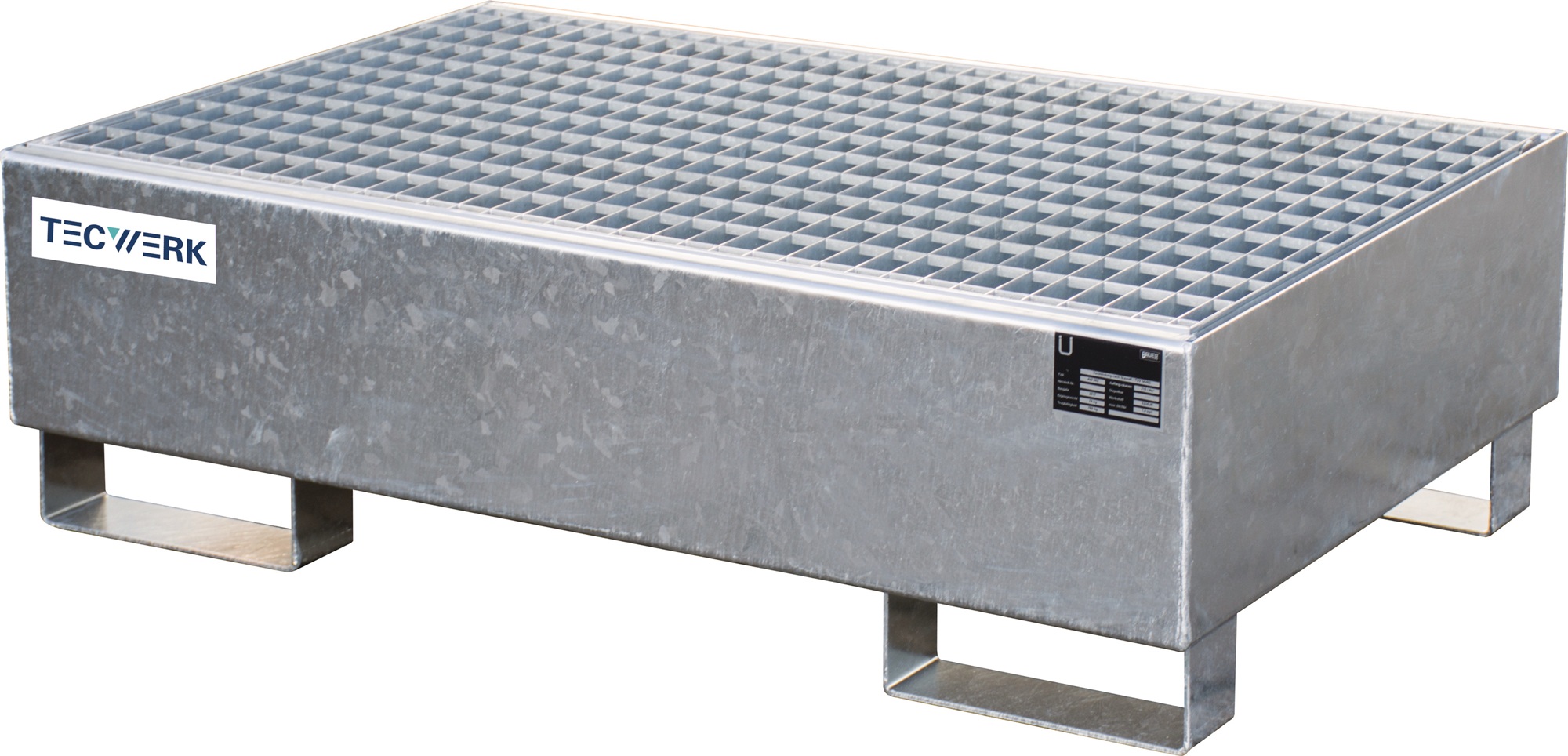 Auffangwanne 215l L1200xB800xH360mm Stahlbl.m.Gitterrost silber TECWERK