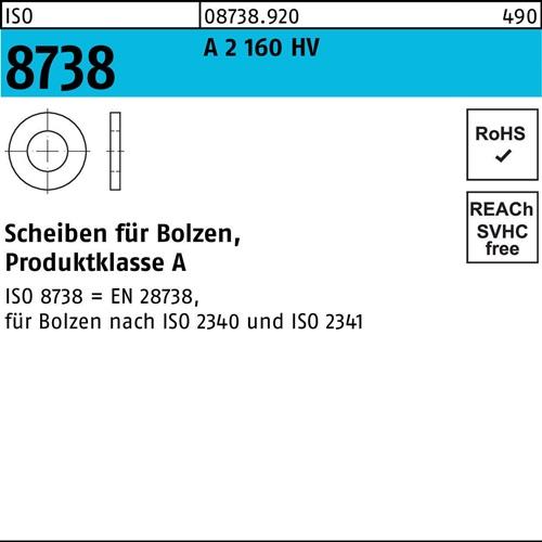 Unterlegscheibe ISO 8738 f.Bolzen 8 A 2 160 HV 50 Stück