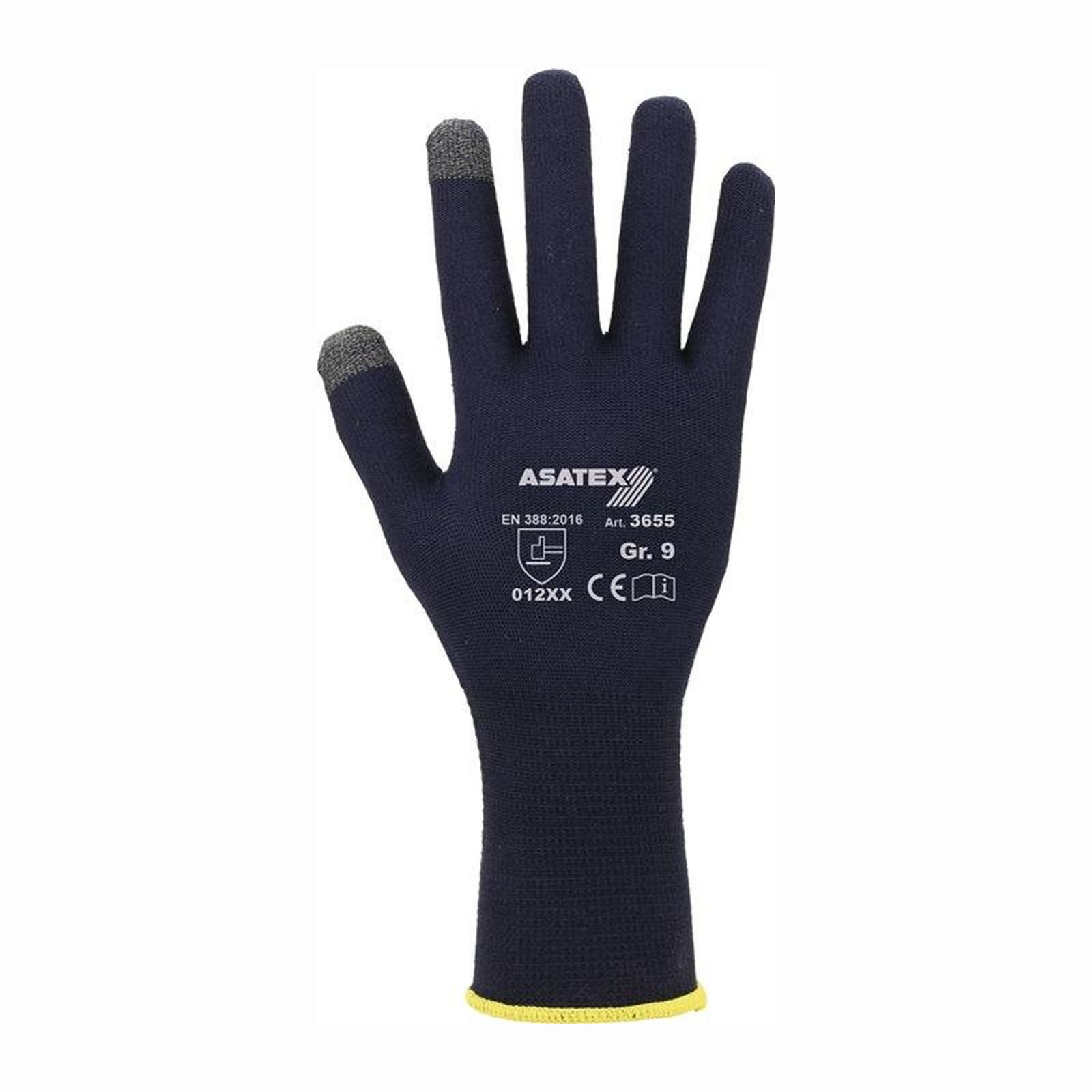 ASATEX 12 Paar Smartphone Feinstrickhandschuh dunkelblau