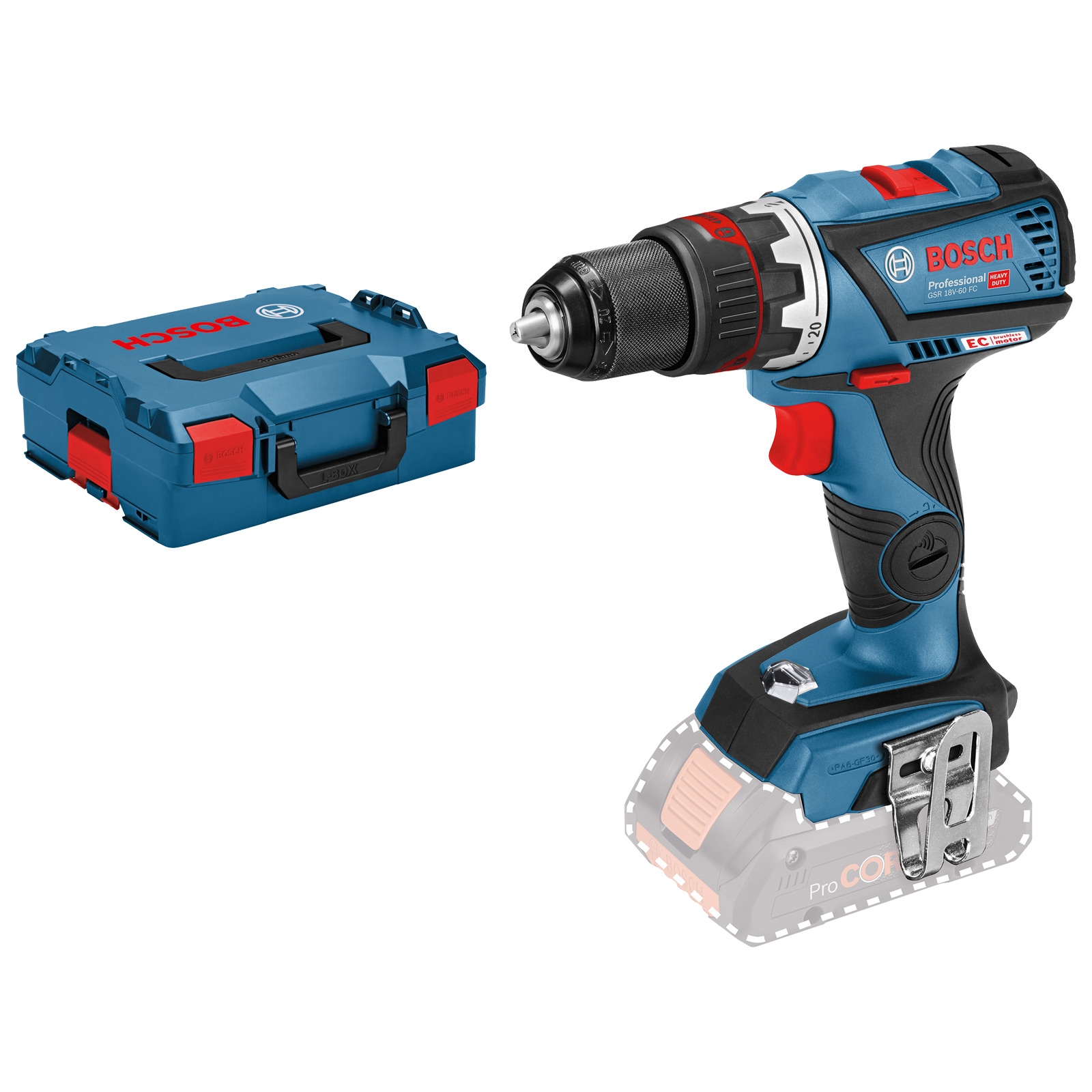 Bosch Akku-Bohrschrauber GSR 18V-60 FC 18 V Solo in L-Boxx - 06019G7102