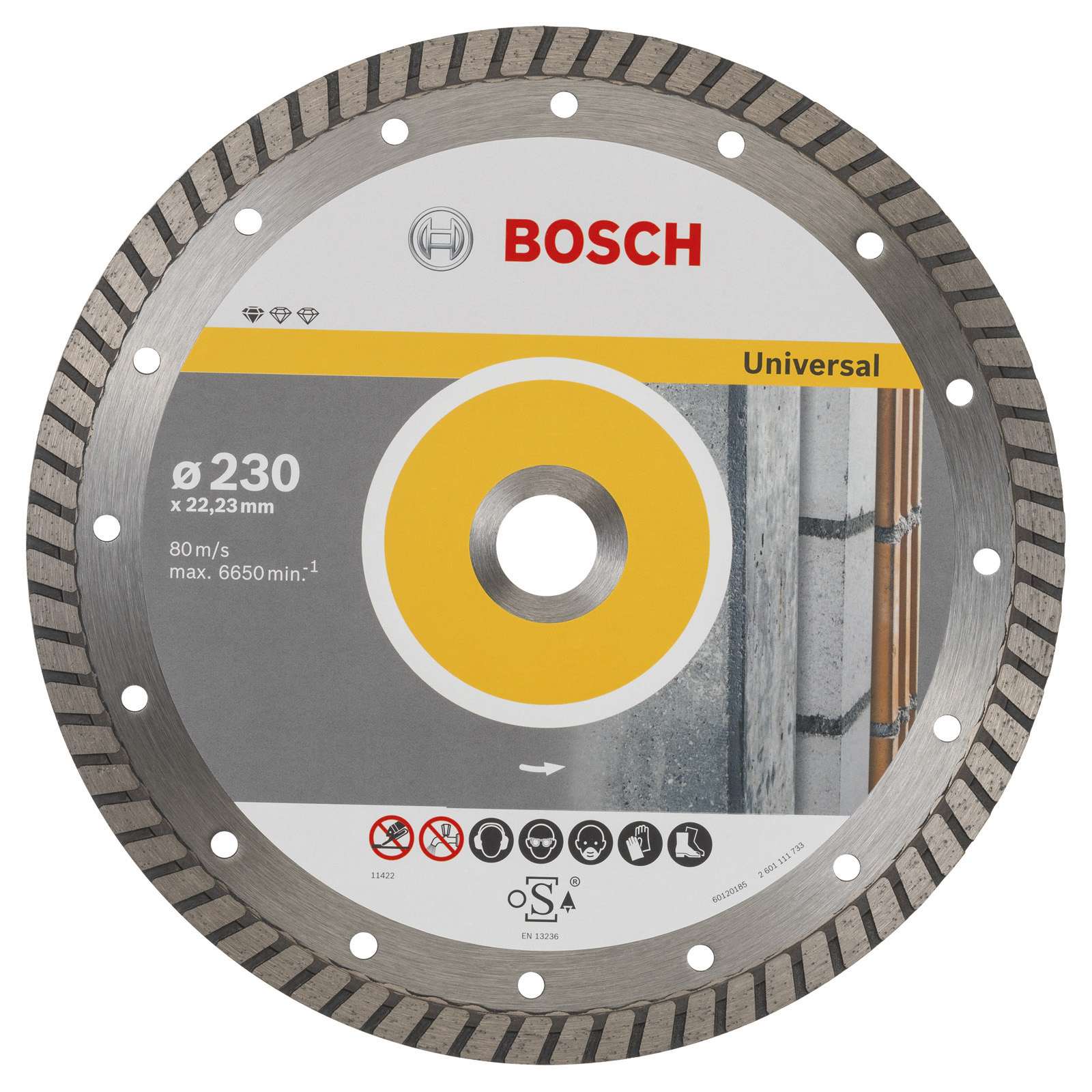 Bosch 10x Diamanttrennscheibe Standard for Universal Turbo, 230x22,23x2,5x10 mm - 2608603252