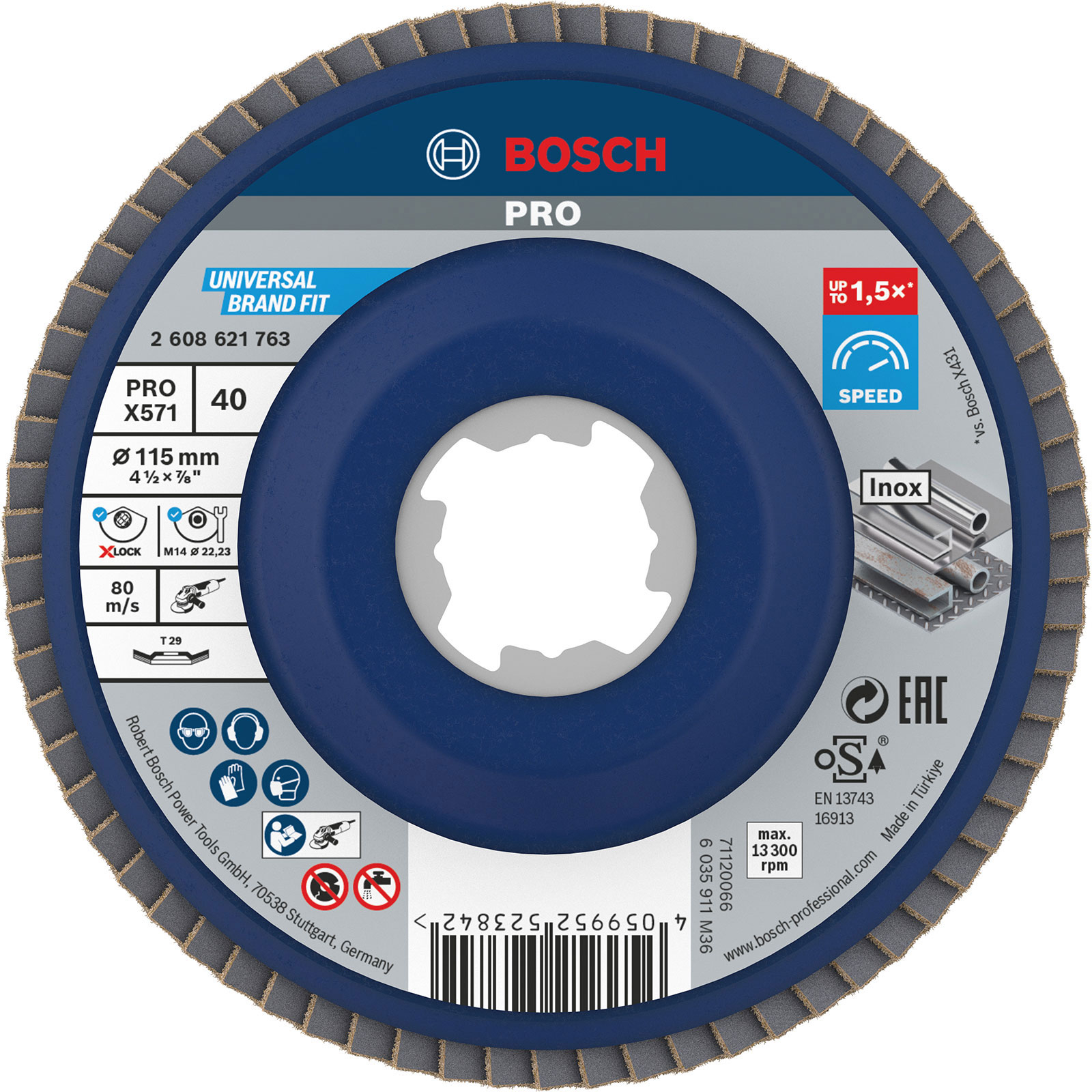Bosch PRO X571 X-Lock Fächerschleifscheibe 115 mm G40 - 2608621763
