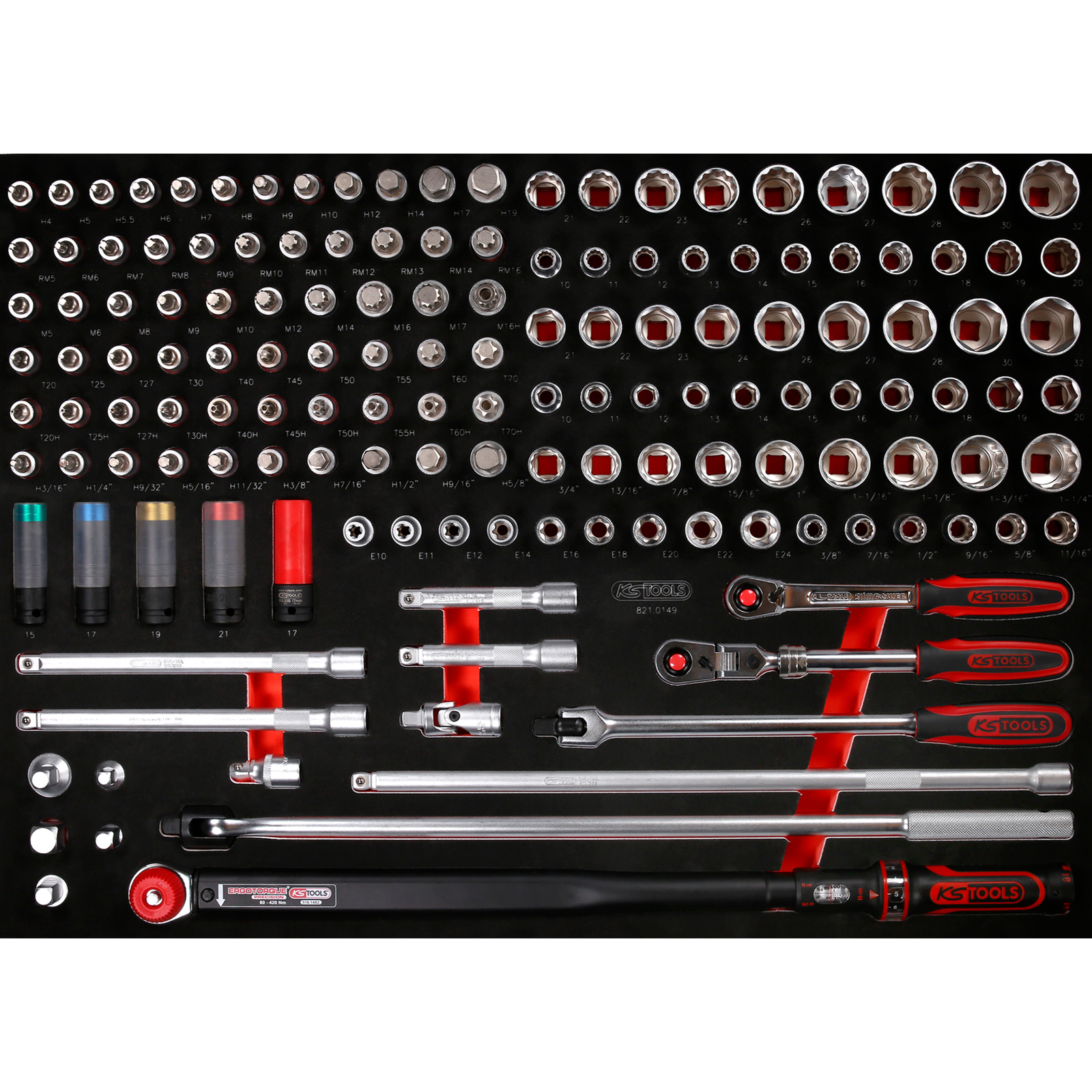 KS TOOLS 1/2" Steckschlüssel-Satz in Schaumstoffeinlage 149tlg. - 821.0149