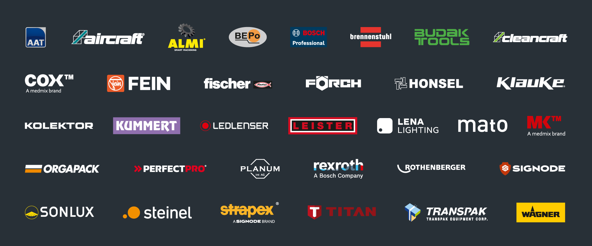 AMPShare Partnerlogos Banner mit verschiedenen Werkzeugherstellern