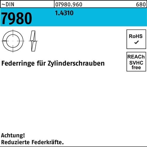 Federring DIN 7980 f.Zylinderschrauben 16 1.4310 50 Stück