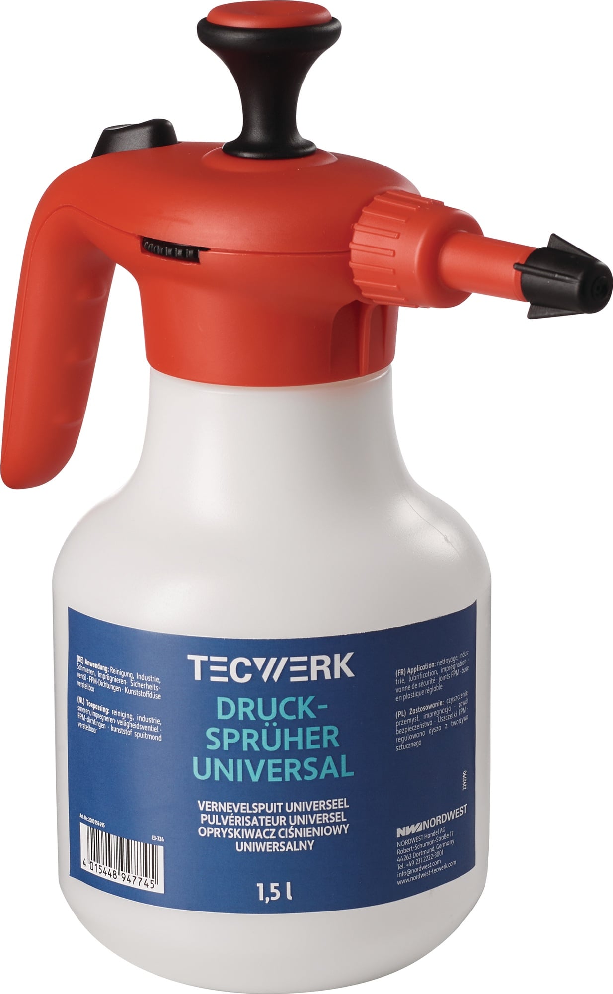 Universaldrucksprüher 1,5l FPM-Dichtung,Kunststoff-Düse TECWERK