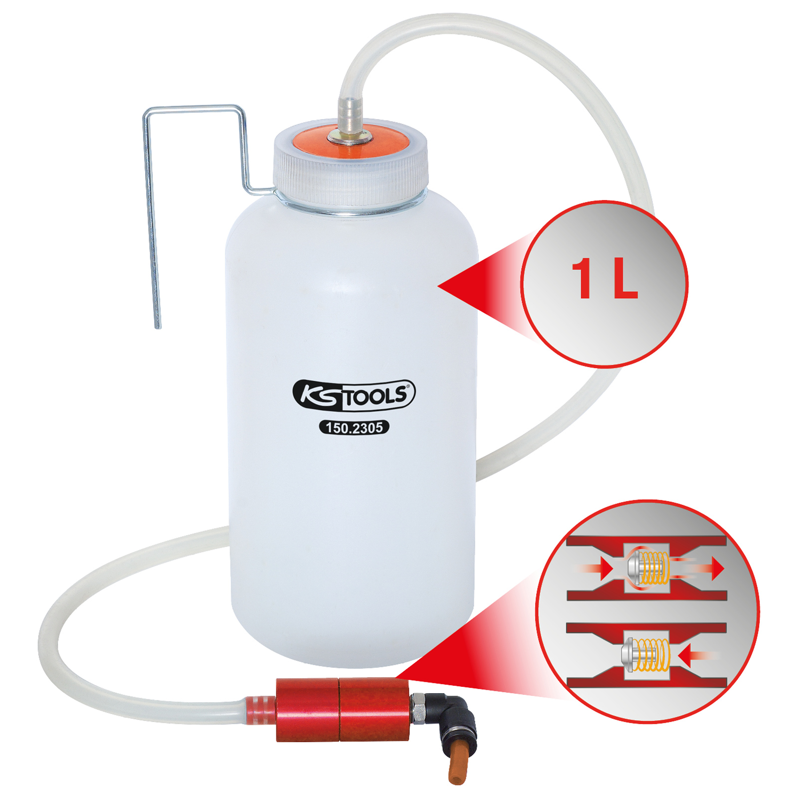 KS TOOLS Ein-Mann-Bremsenentfüfter mit Auffangflasche - 150.2305