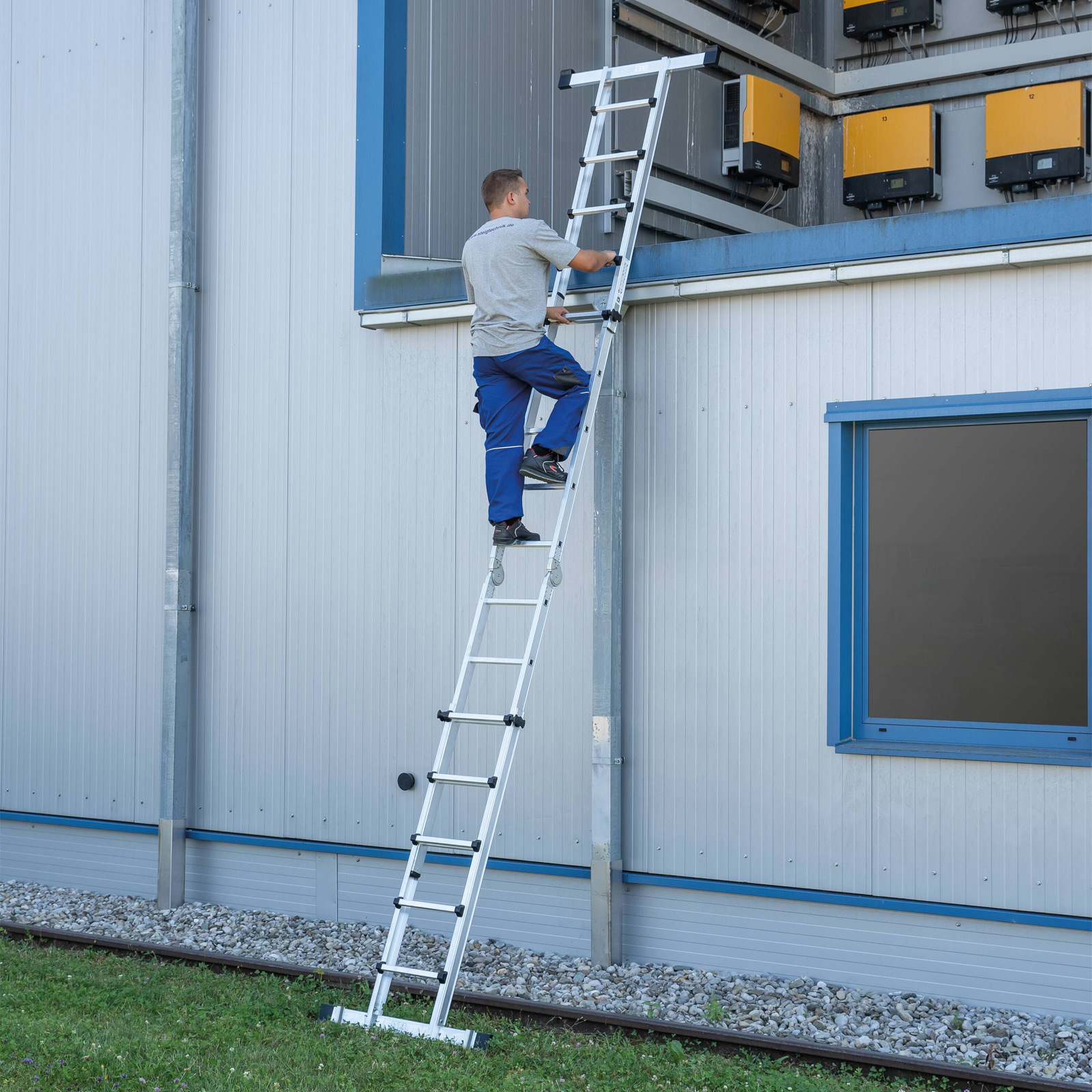 Günzburger Steigtechnik Teleskopleiter 4tlg. mit Traverse 4 x 4 Sprossen - 032122