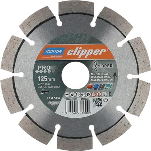 NORTON CLIPPER Diamanttrennscheibe 4x4 Explorer D.125mm Bohr.22,23mm 2,2mm 10mm - 70184602019