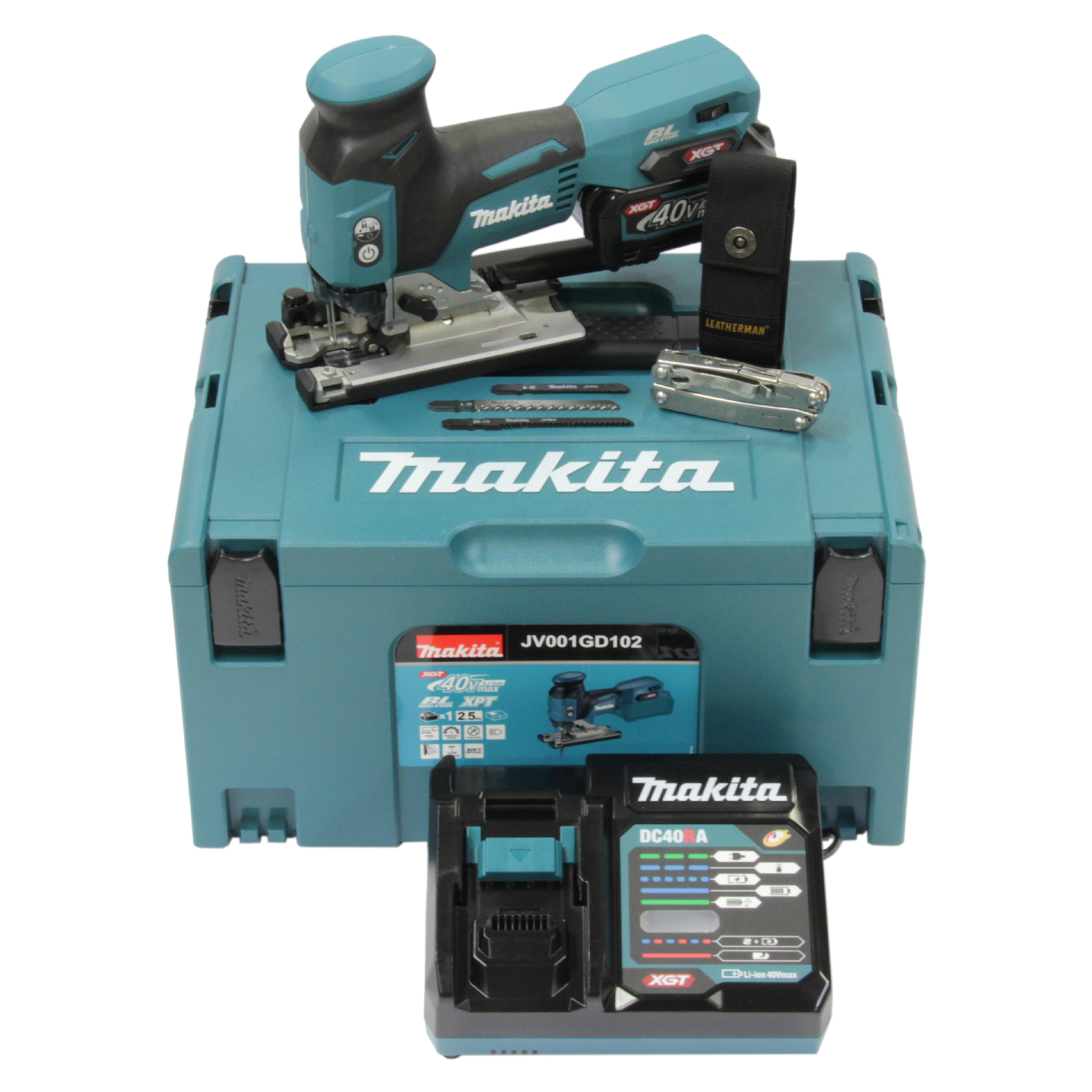 Makita JV001GD102 Akku-Pendelhubstichsäge 40V max. / 1x 2,5 Ah Akku + Schnellladegerät im MAKPAC + Side-Kick