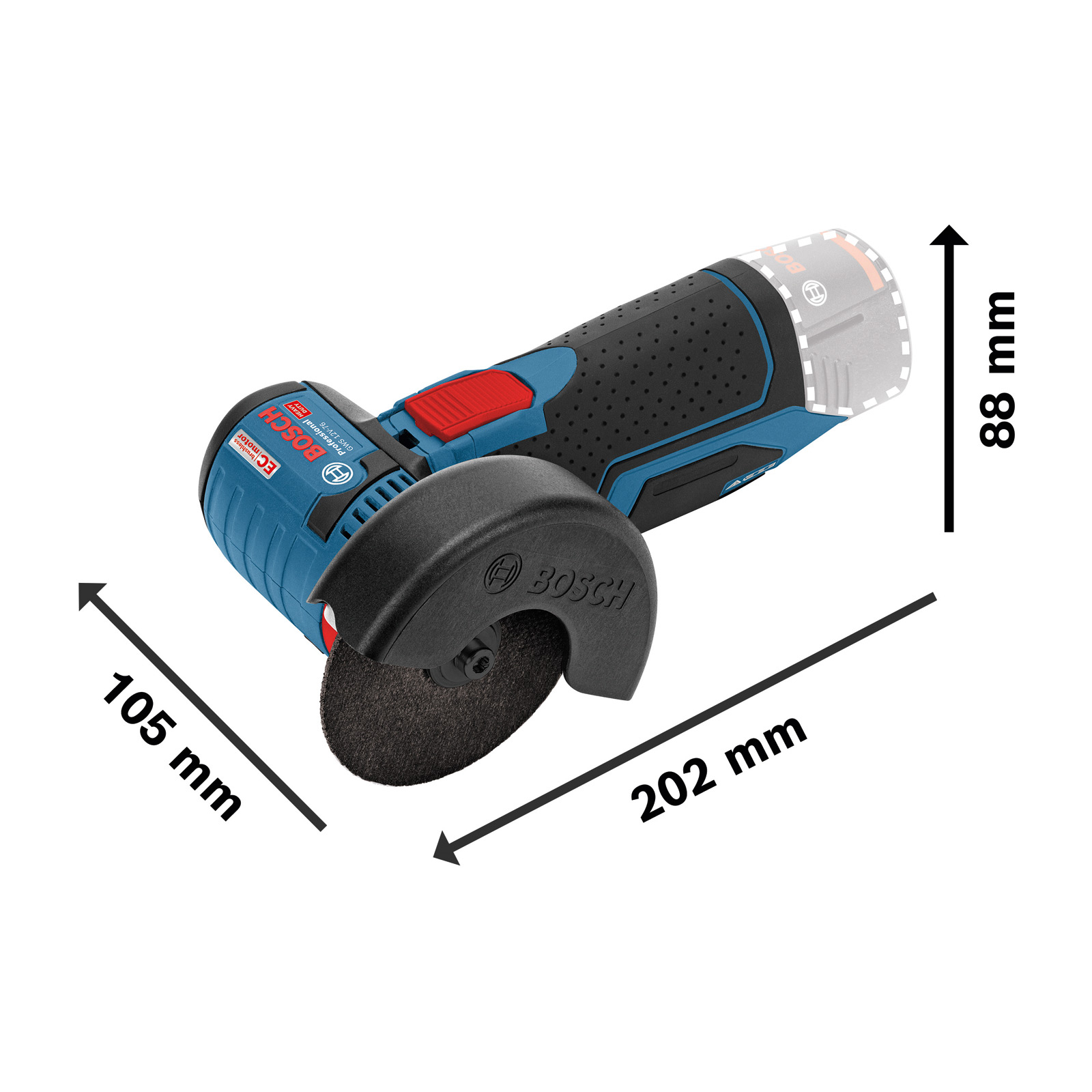 Bosch Akku-Winkelschleifer GWS 12V-76 Ø 76 mm / 2x 2,0 Ah Akku + Ladegerät