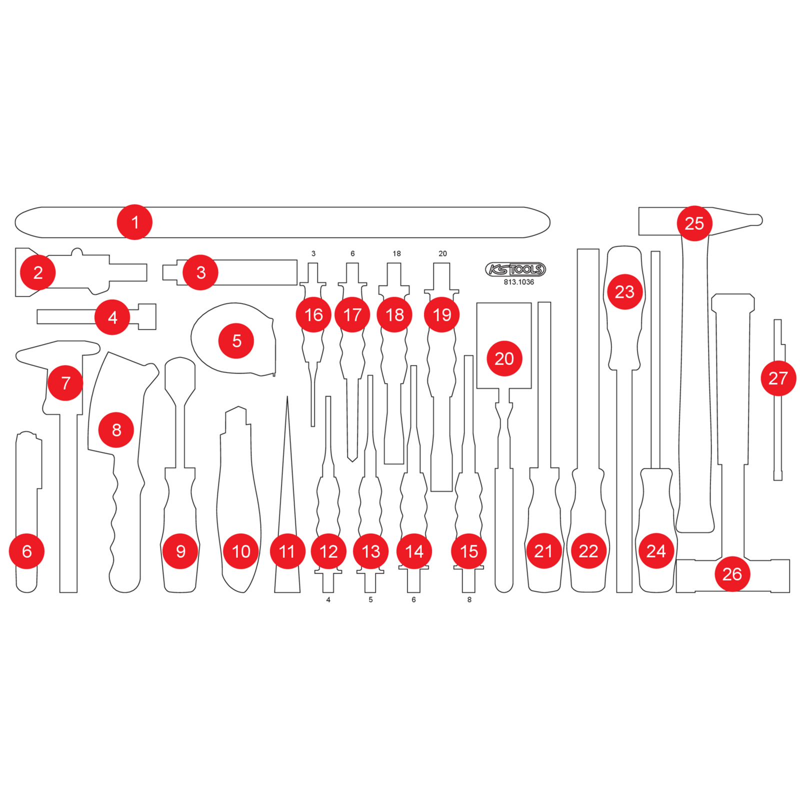 KS TOOLS leere Schaumstoffeinlage zu 813.1036 - 813.1036-97