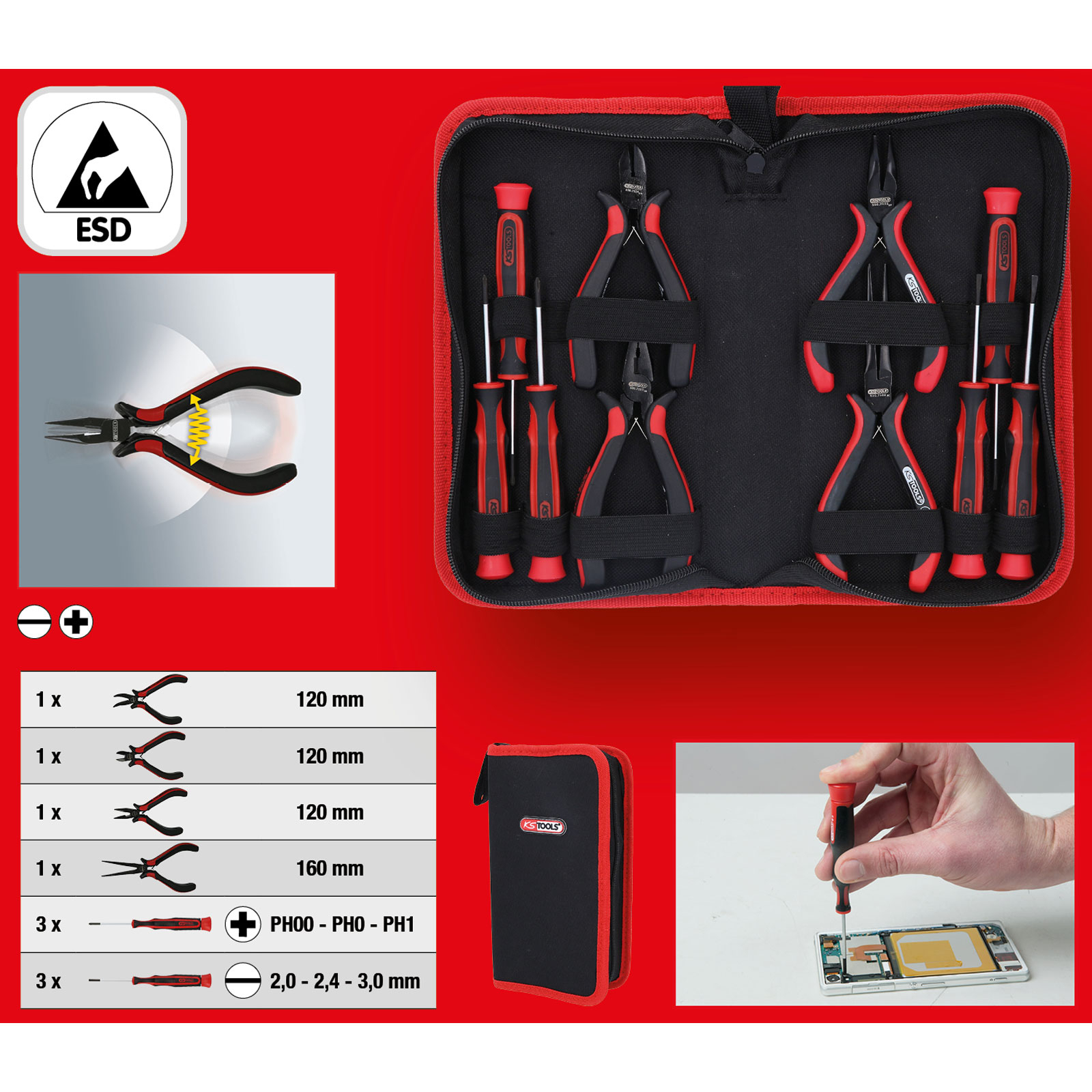 KS TOOLS Feinmechanik-Werkzeug-Satz, 10-tlg - 500.7220