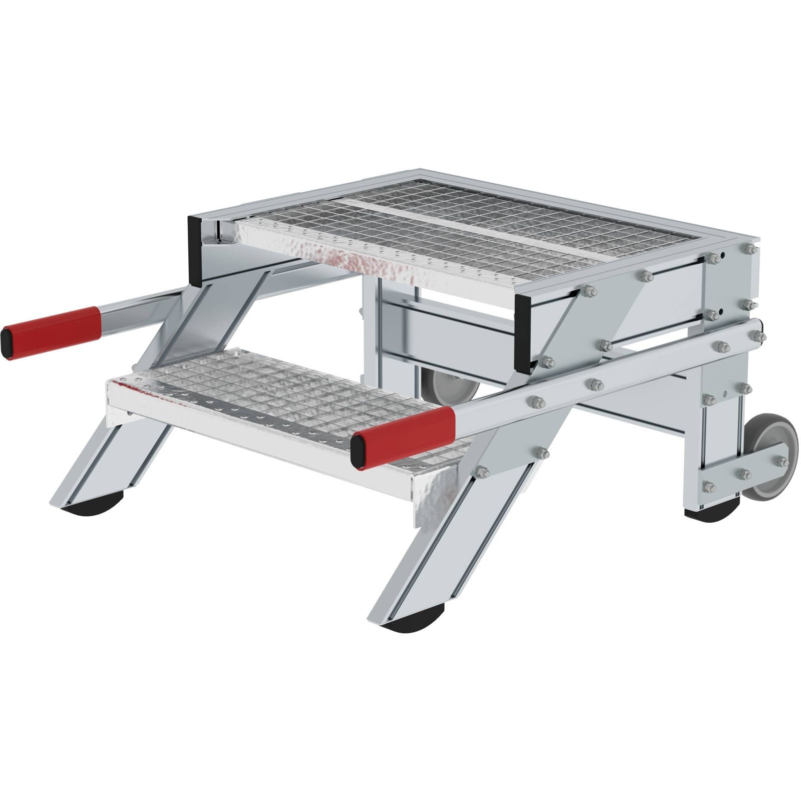 Günzburger Steigtechnik Arbeitspodest fahrbar Stufenbreite 600 mm Stahl-Gitterrost