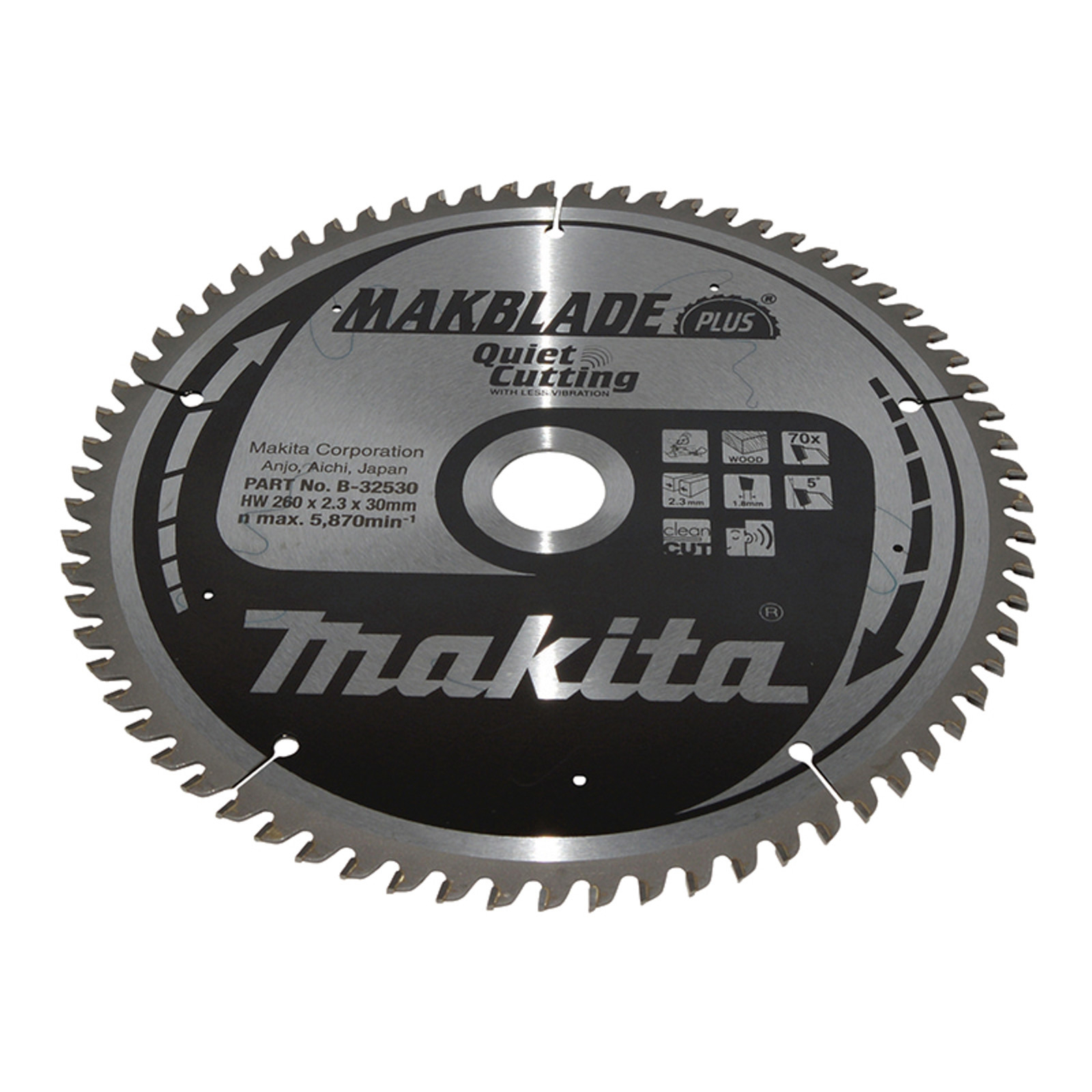 Makita MAKBLADE+ Sägeblatt 260x30x70Z - B-32530
