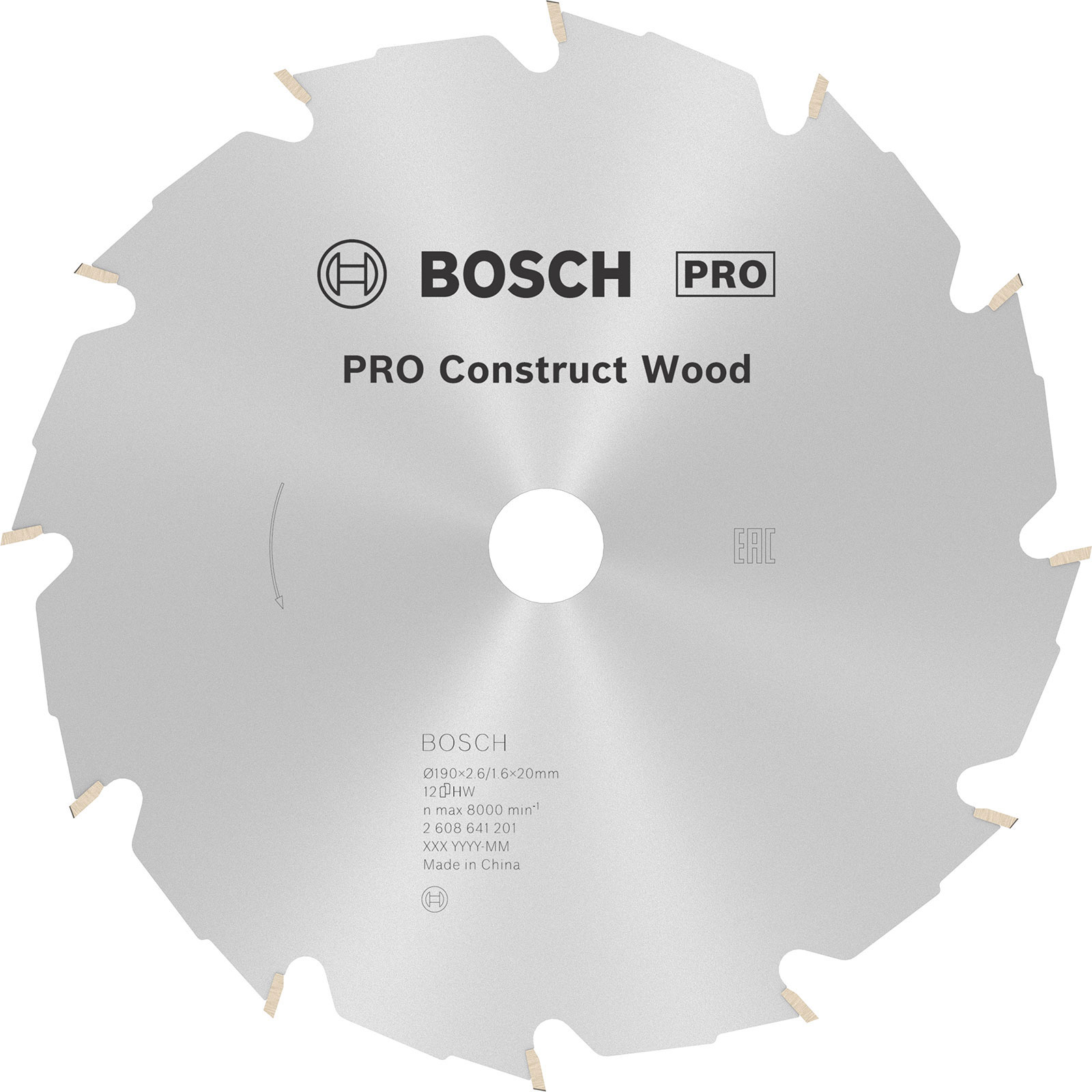 Bosch PRO Construct Wood Kreissägeblatt 190 x 2,6 x 20 mm - 2608641201