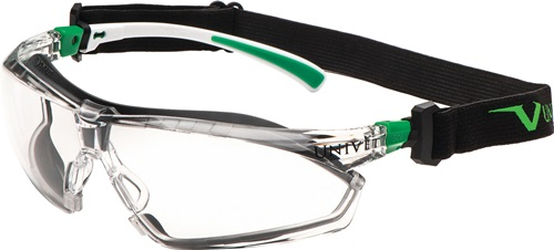 Univet Schutzbrille 506 UP Hybrid EN 166 EN 170 Bügel weiß grün Scheibe klar Polycarbonat - 506UG030000